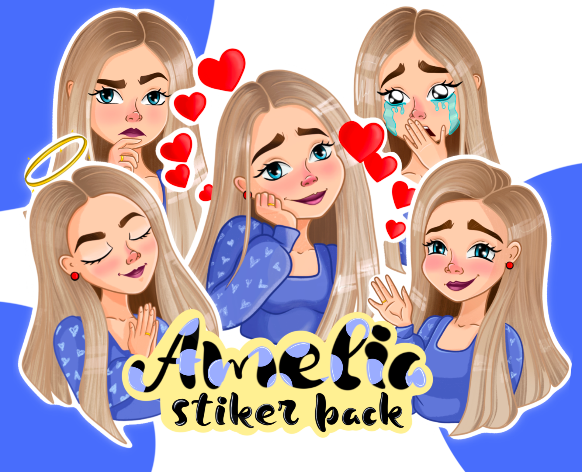 Персональный стикерпак Амелия — Иллюстрация на Dprofile