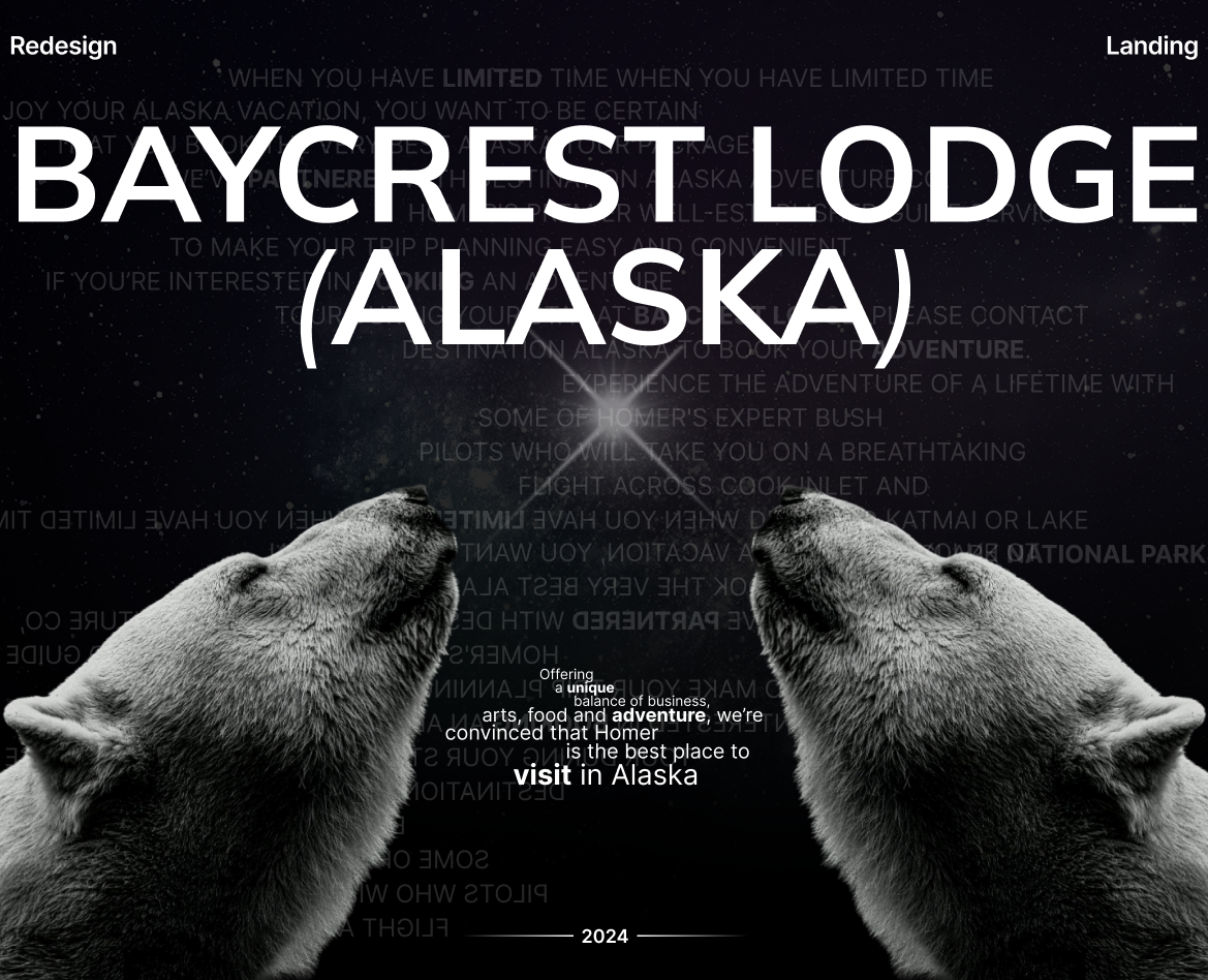 Redesign landing page Baycrest Lodge — Интерфейсы, Анимация на Dprofile
