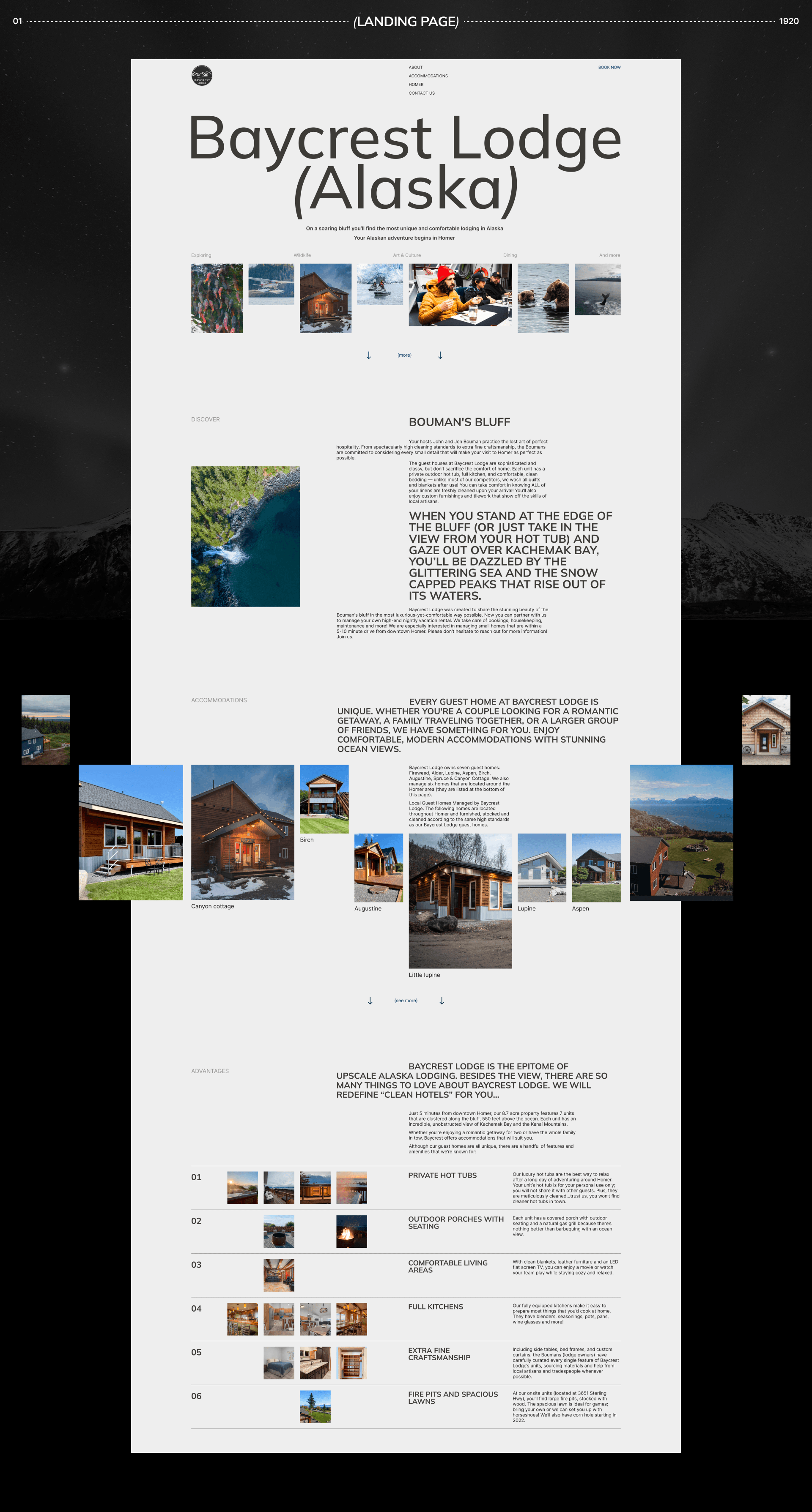 Redesign landing page Baycrest Lodge — Изображение №3 — Интерфейсы, Анимация на Dprofile