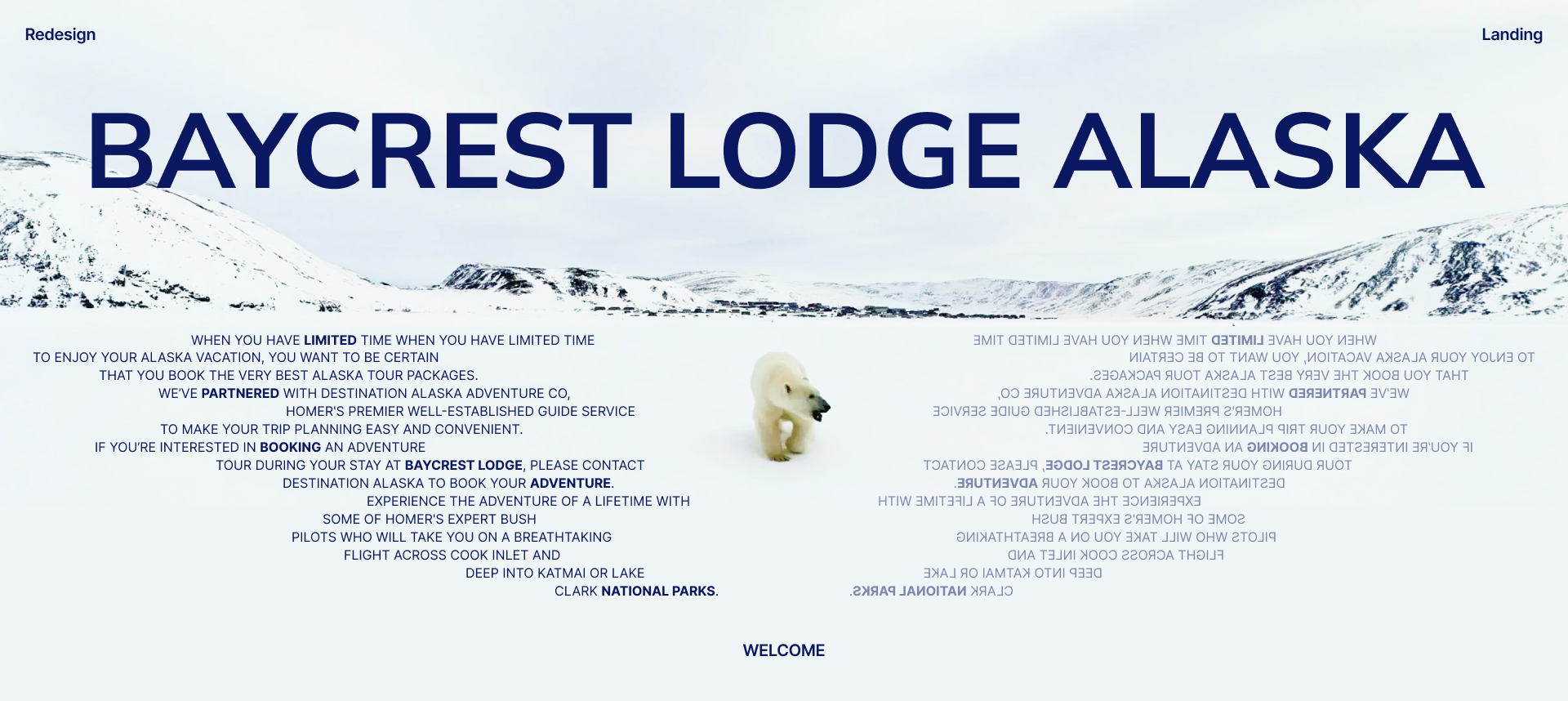 Redesign landing page Baycrest Lodge — Изображение №1 — Интерфейсы, Анимация на Dprofile