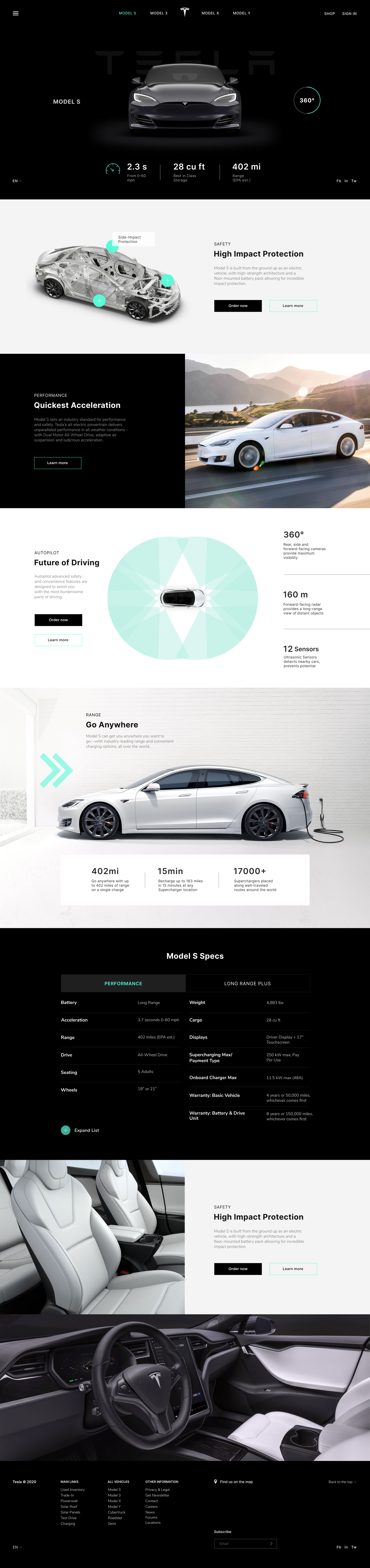 Tesla Model S Дизайн концепт страницы сайта — Изображение №1 — Интерфейсы на Dprofile
