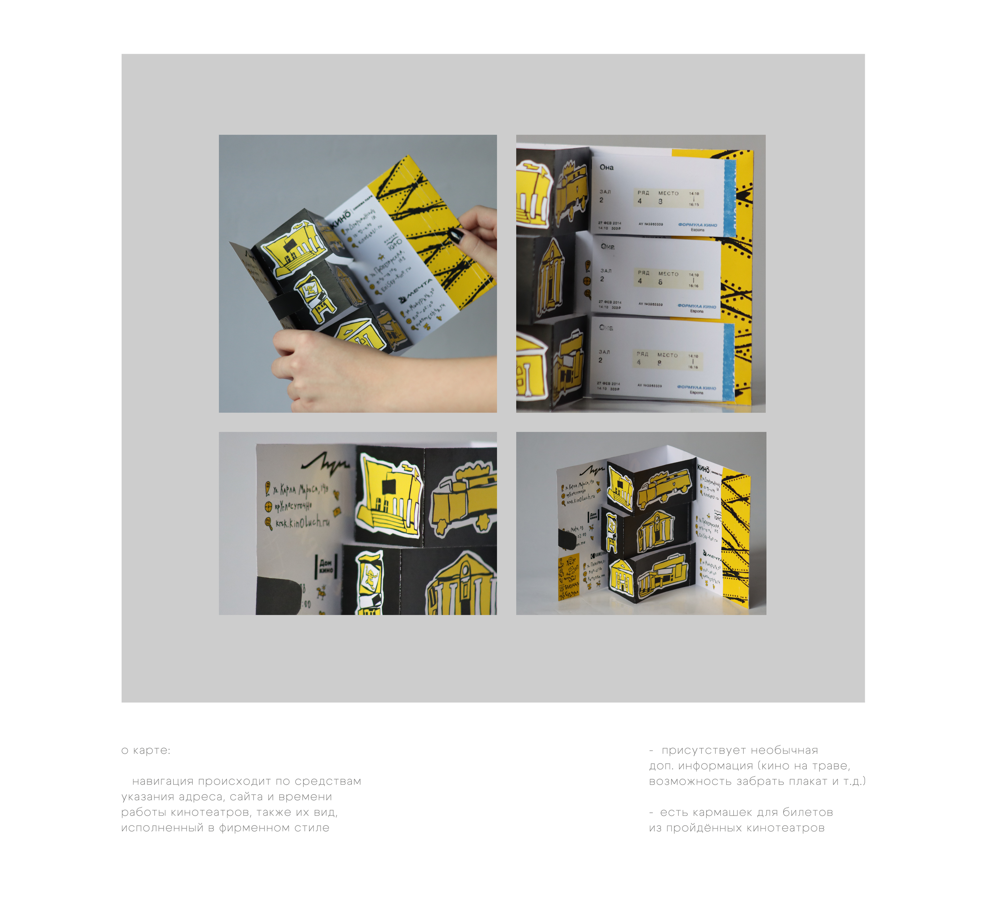 киношествие | карта по кинотеатрам Красноярска — Изображение №3 — Брендинг, Графика на Dprofile