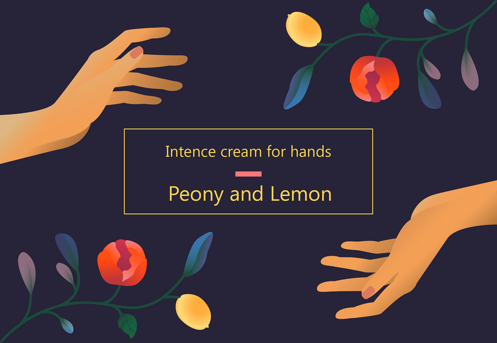 Peony and Lemon. Hand cream packaging desing. — Изображение №10 — Иллюстрация на Dprofile