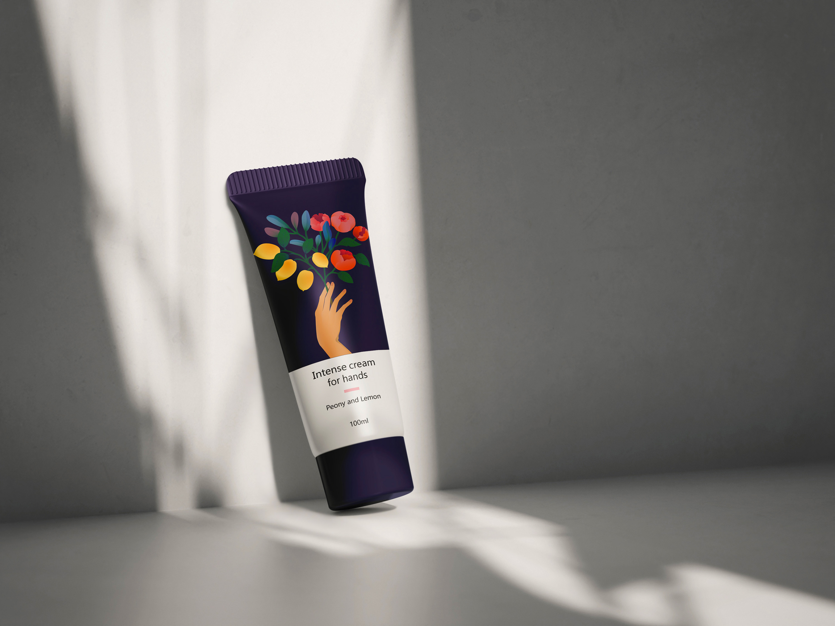 Peony and Lemon. Hand cream packaging desing. — Изображение №2 — Иллюстрация на Dprofile