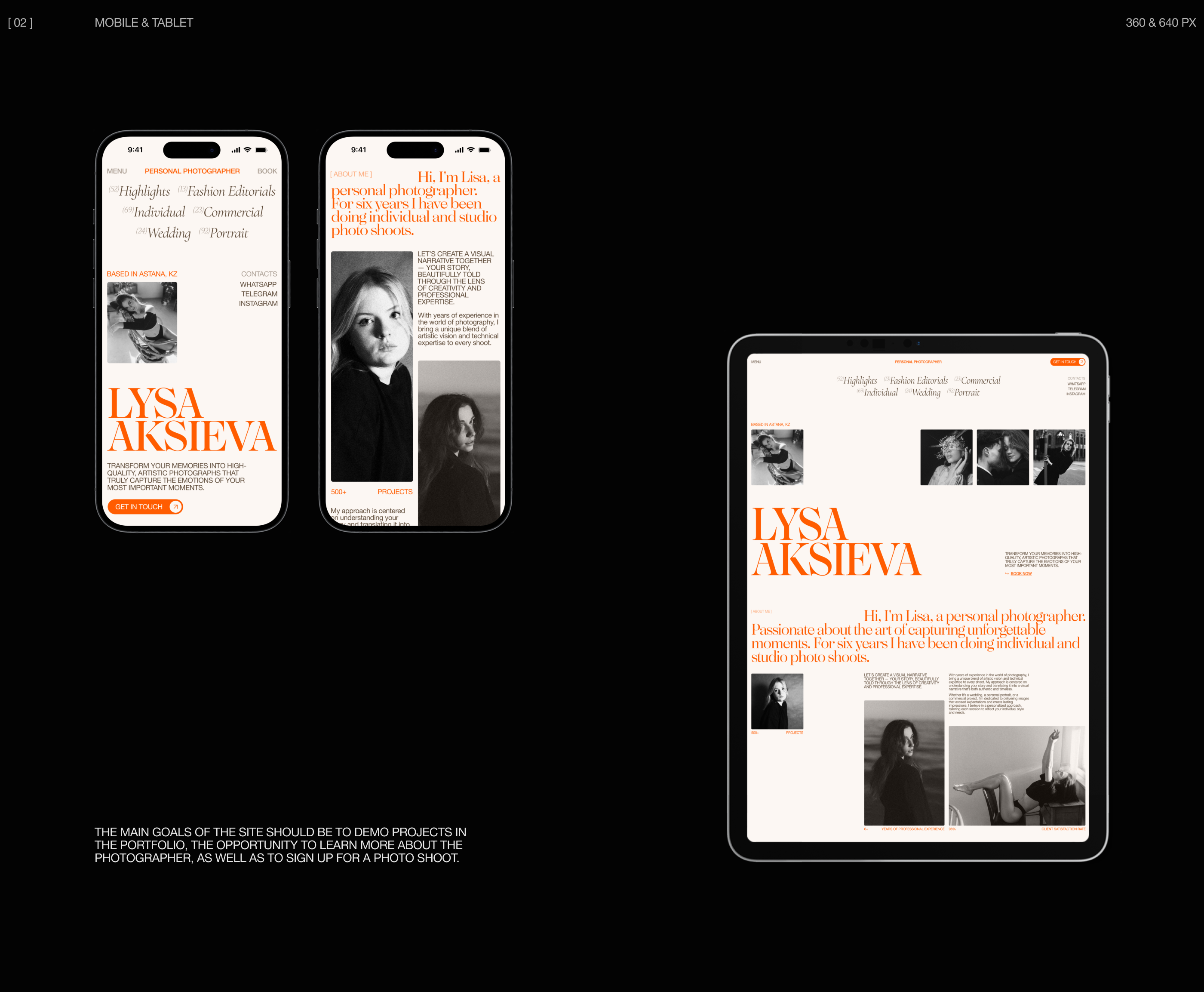 LYSA | LANDING PAGE | PHOTOGRAPHER — Изображение №4 — Интерфейсы, Брендинг на Dprofile