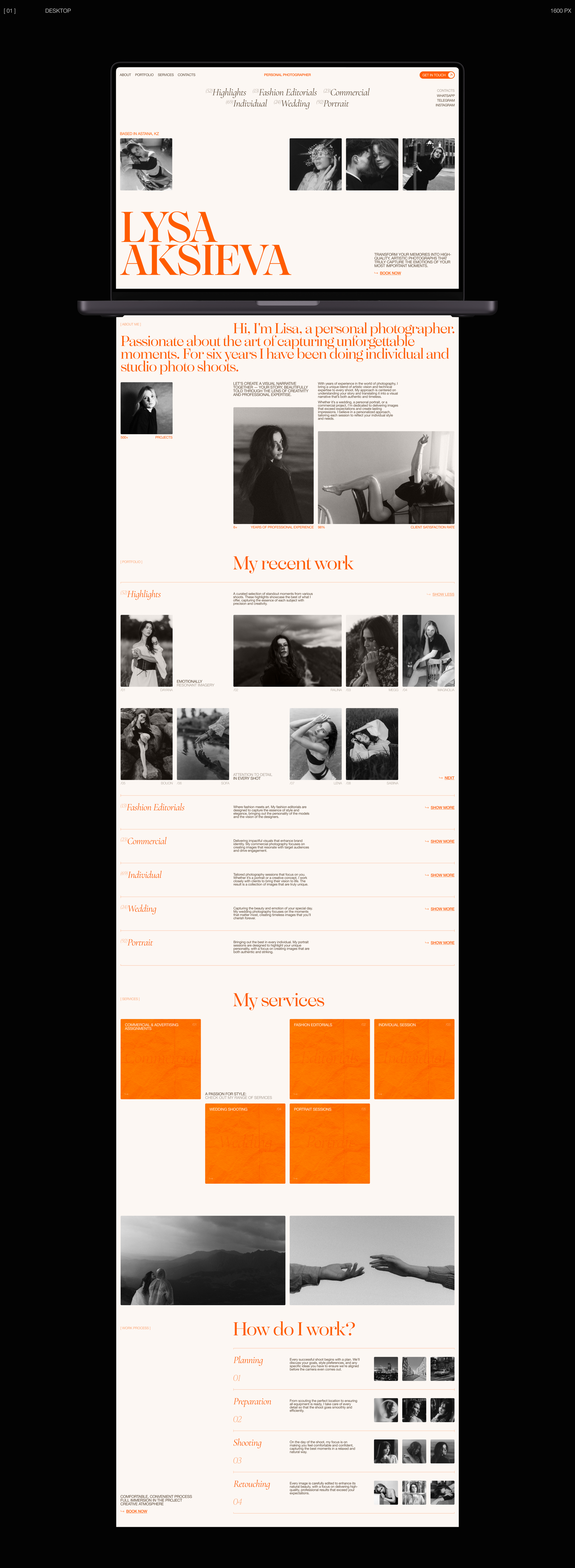 LYSA | LANDING PAGE | PHOTOGRAPHER — Изображение №3 — Интерфейсы, Брендинг на Dprofile
