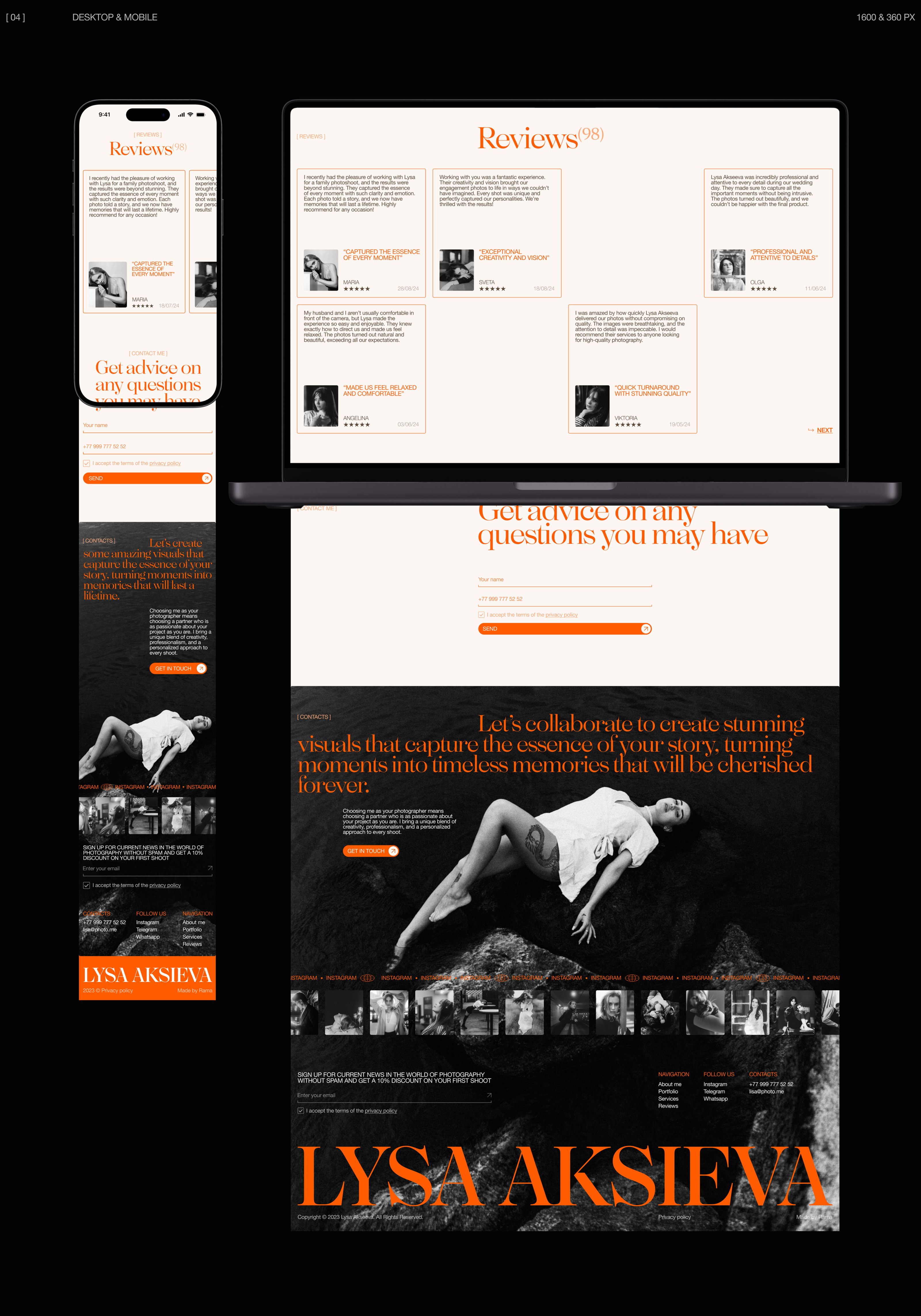 LYSA | LANDING PAGE | PHOTOGRAPHER — Изображение №6 — Интерфейсы, Брендинг на Dprofile