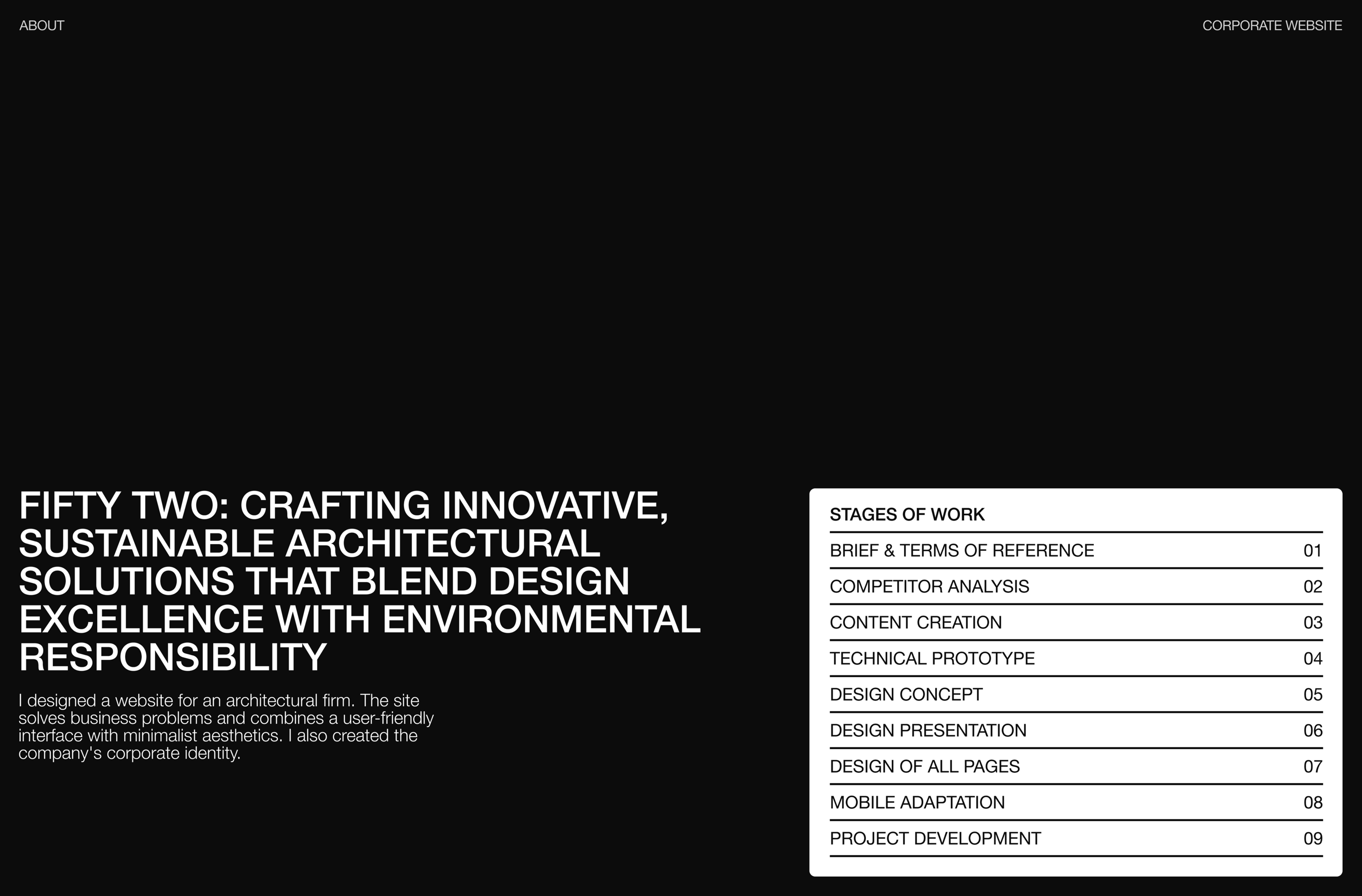 FIFTY TWO | CORPORATE WEBSITE | ARCHITECTURAL BUREAU — Изображение №2 — Интерфейсы, Брендинг на Dprofile