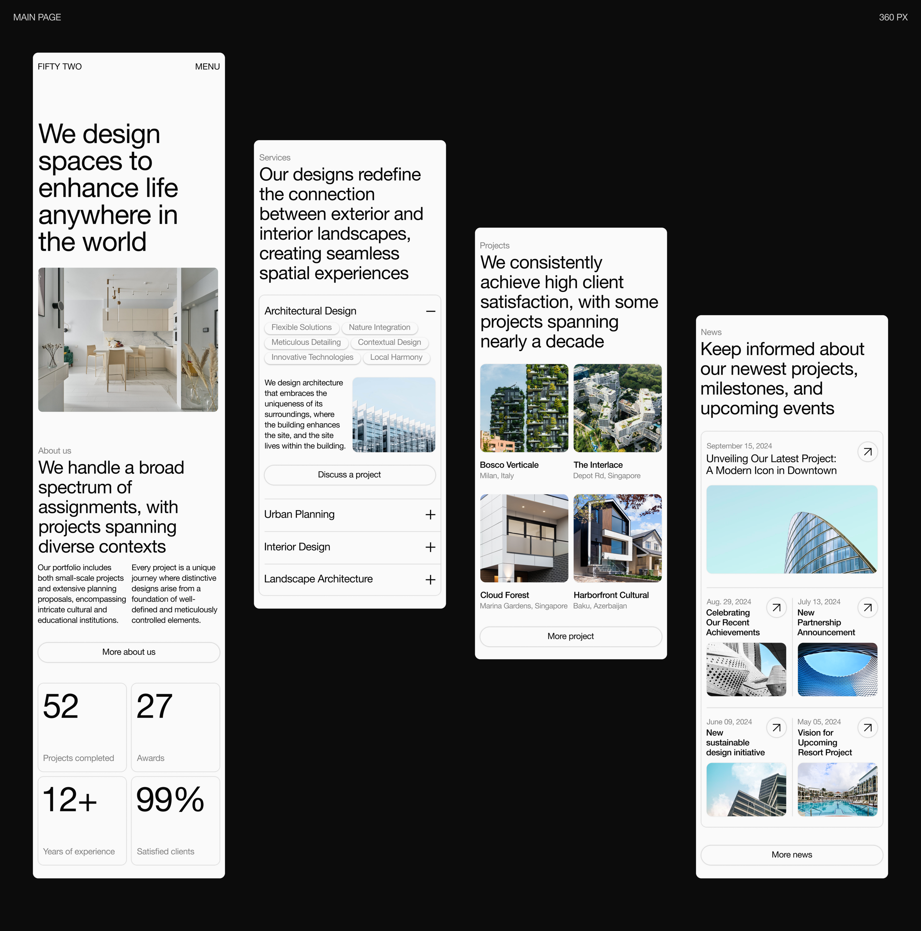 FIFTY TWO | CORPORATE WEBSITE | ARCHITECTURAL BUREAU — Изображение №5 — Интерфейсы, Брендинг на Dprofile