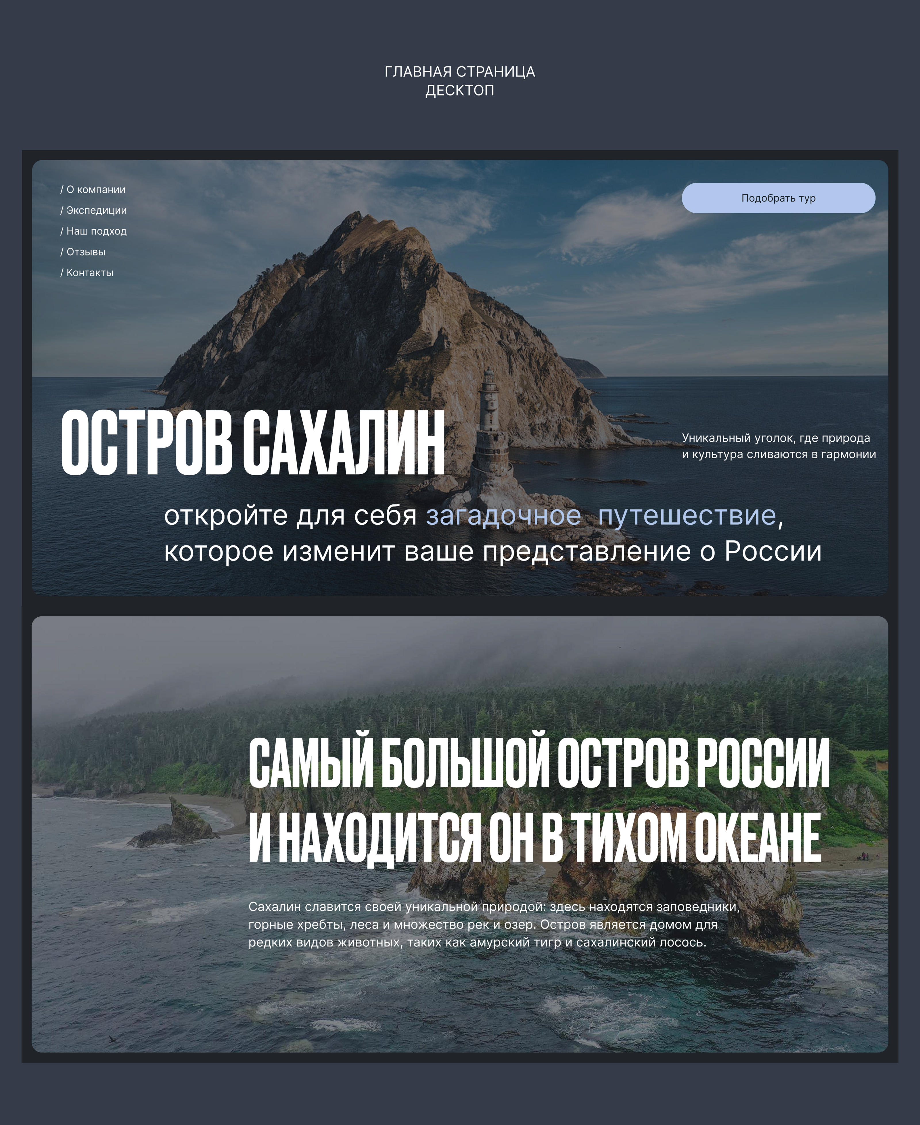 AUTHOR'S TOURS TO SAKHALIN ISLAND // Website concept — Изображение №3 — Интерфейсы на Dprofile