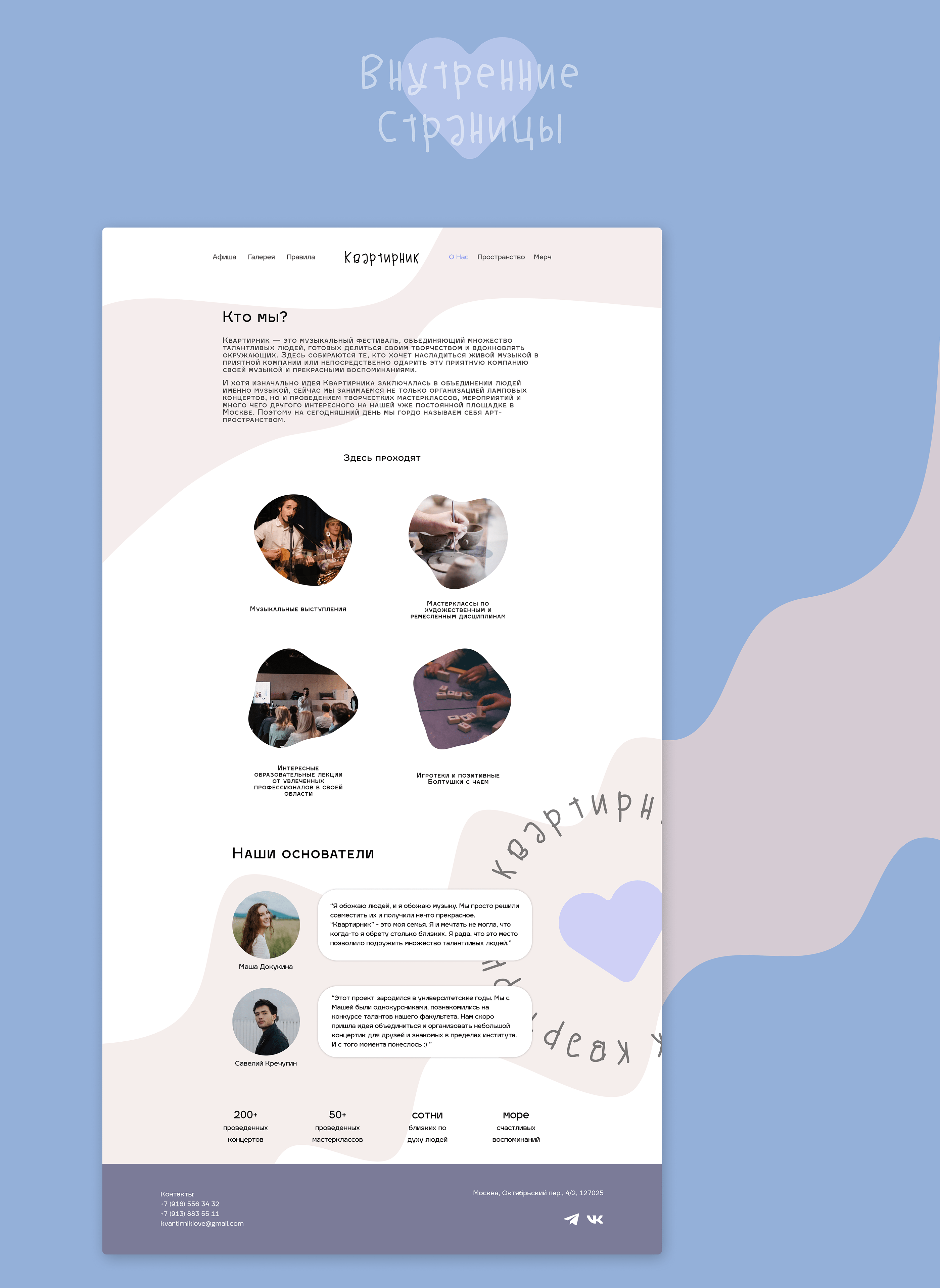 Концепция и дизайн сайта для творческого пространства — Изображение №5 — Интерфейсы, Брендинг на Dprofile