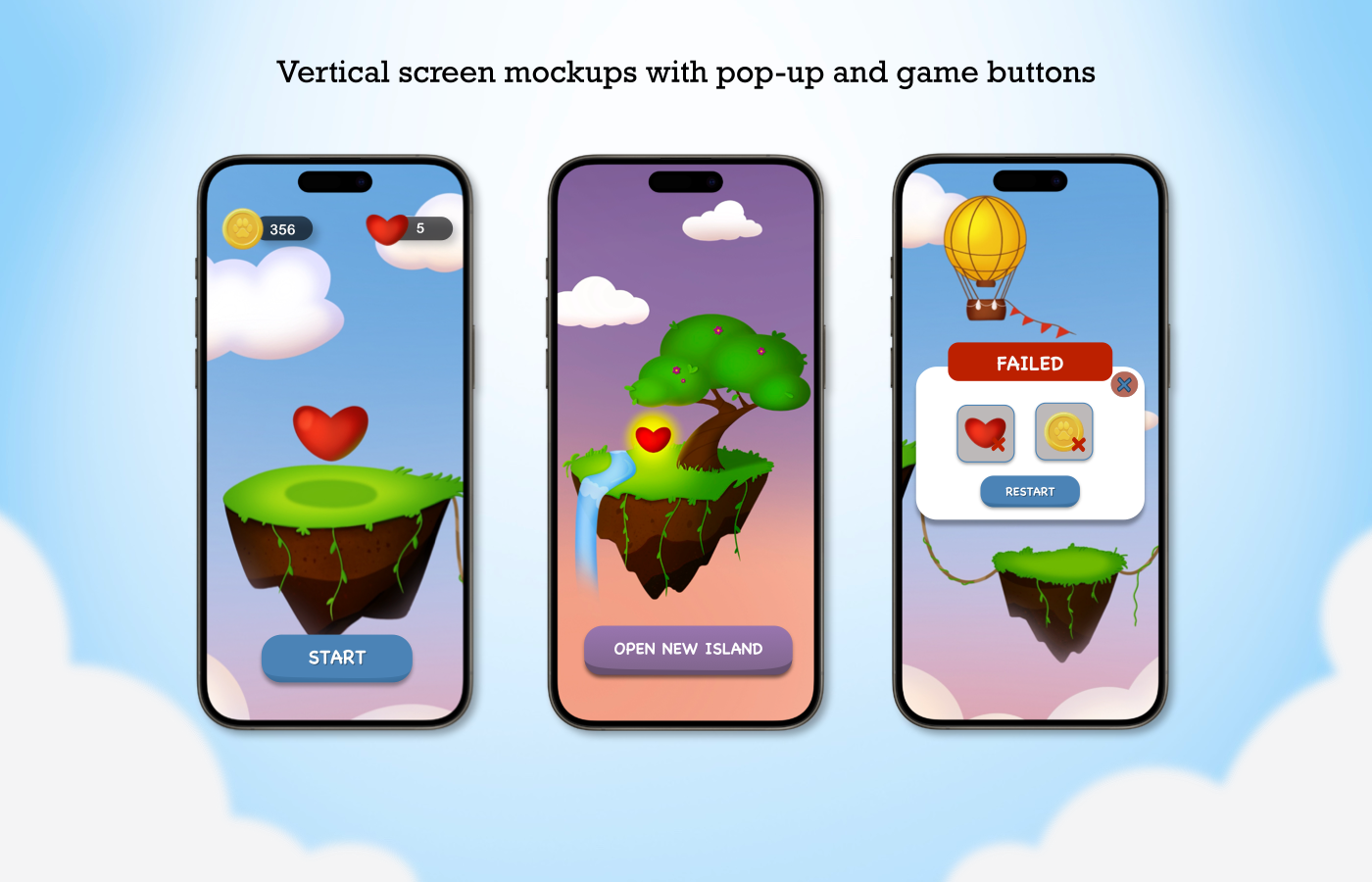 Floating Islands | Casual game art — Изображение №4 — Иллюстрация на Dprofile