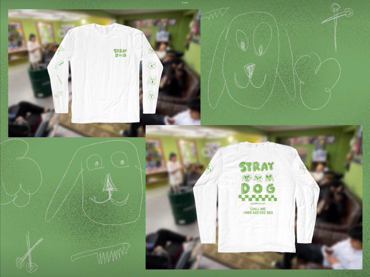 Long sleeve "Stray dog barbershop" — Изображение №1 — Брендинг, Иллюстрация на Dprofile