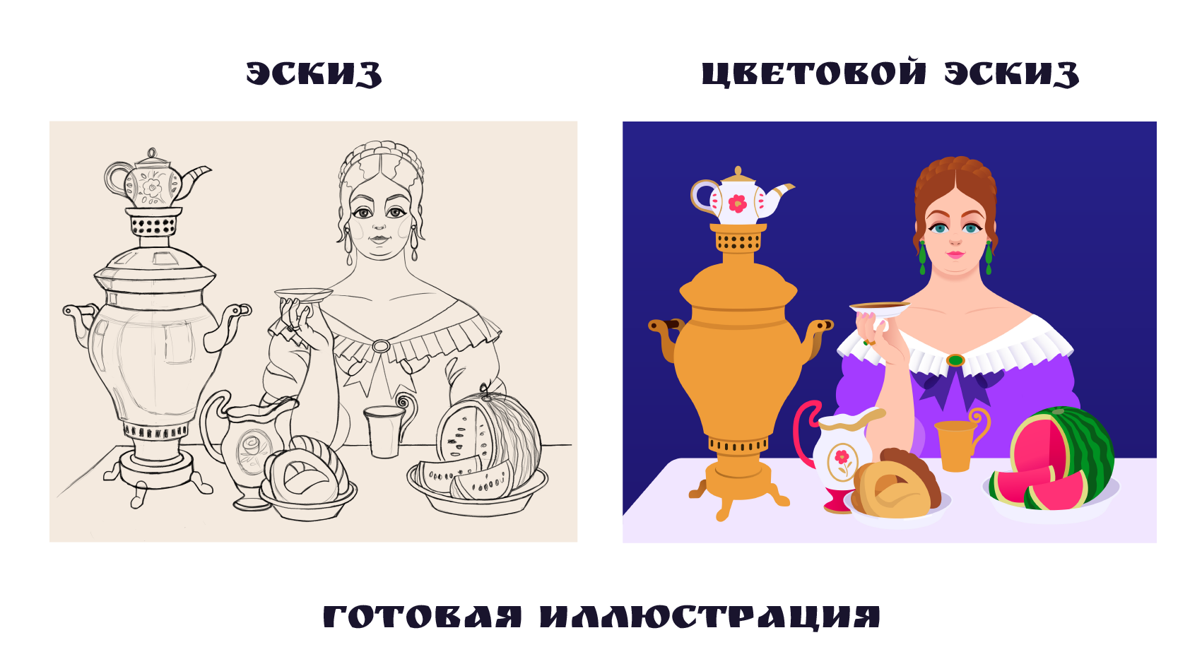 Русское чаепитие — Изображение №2 — Брендинг, Иллюстрация на Dprofile