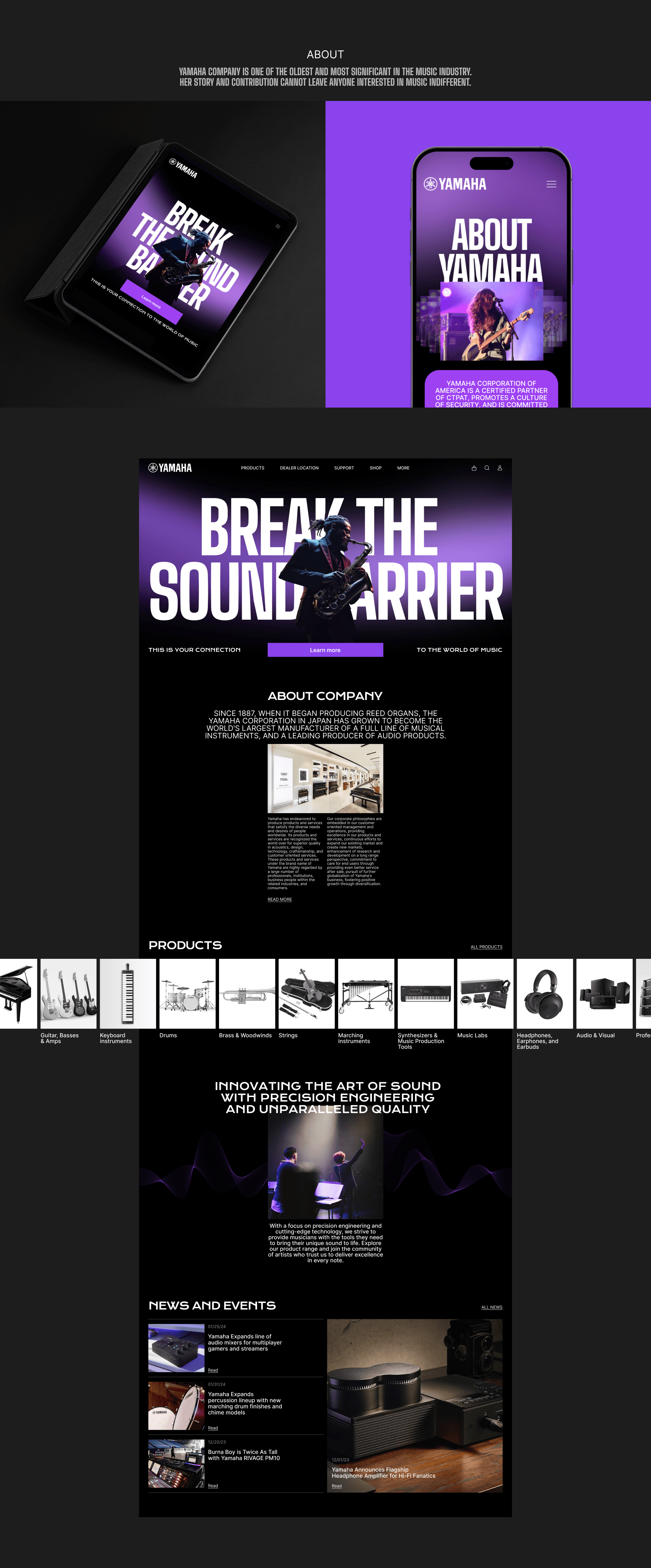 Yamaha Corporation | Website redesign — Изображение №2 — Интерфейсы, Брендинг на Dprofile