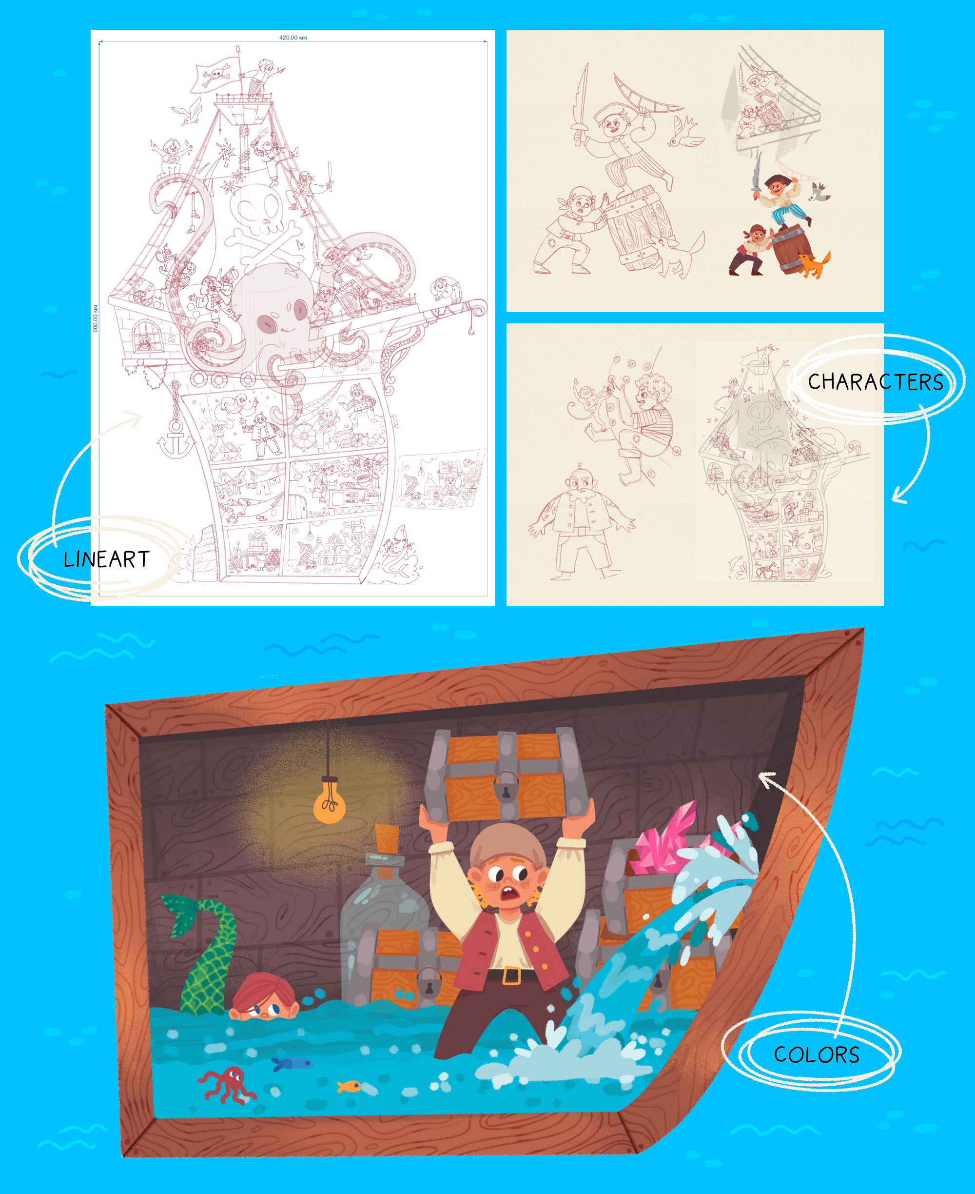 иллюстрация для пазла "Пиратский корабль" — Изображение №15 — Иллюстрация, Графика на Dprofile