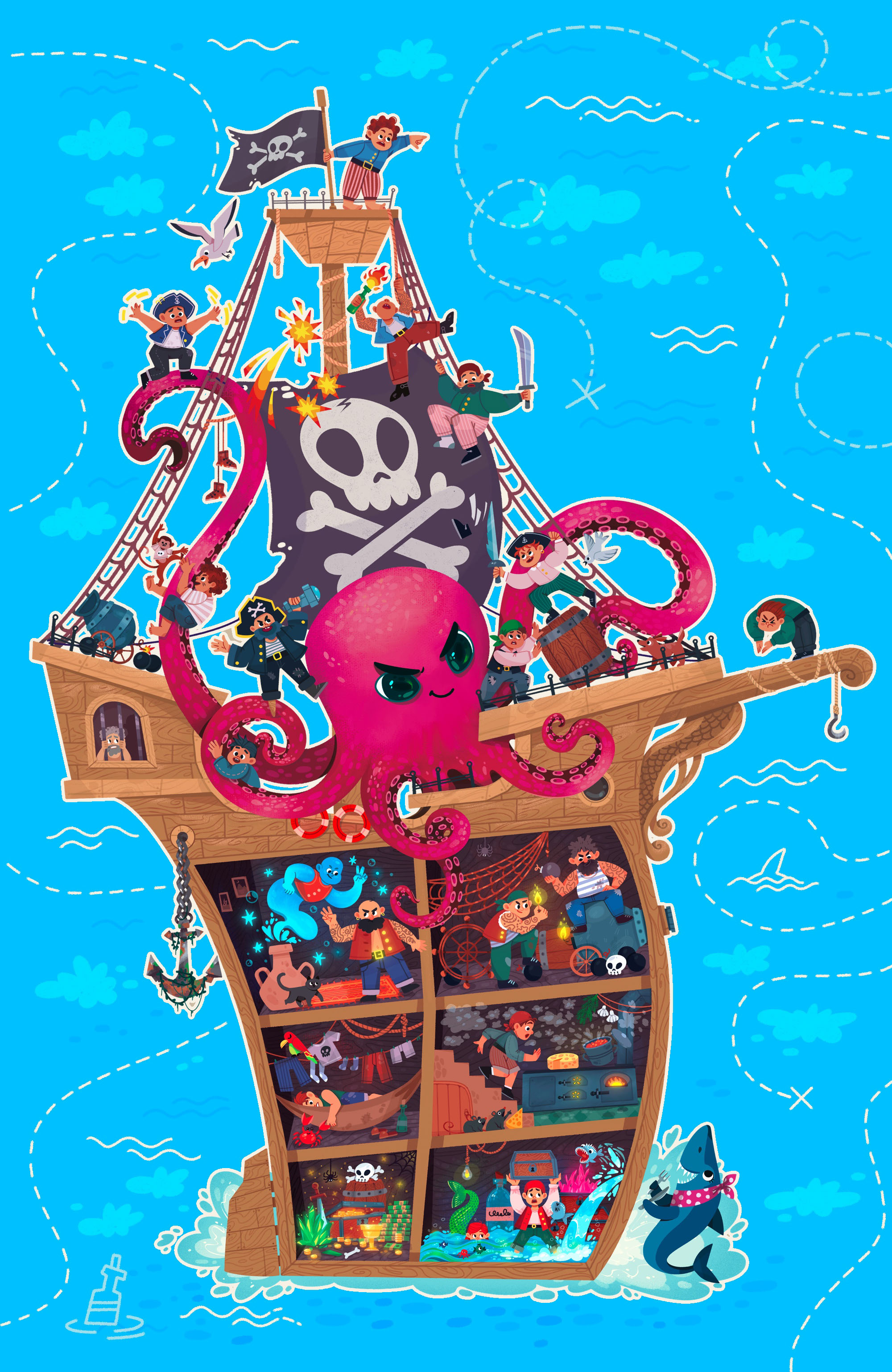 иллюстрация для пазла "Пиратский корабль" — Изображение №4 — Иллюстрация, Графика на Dprofile