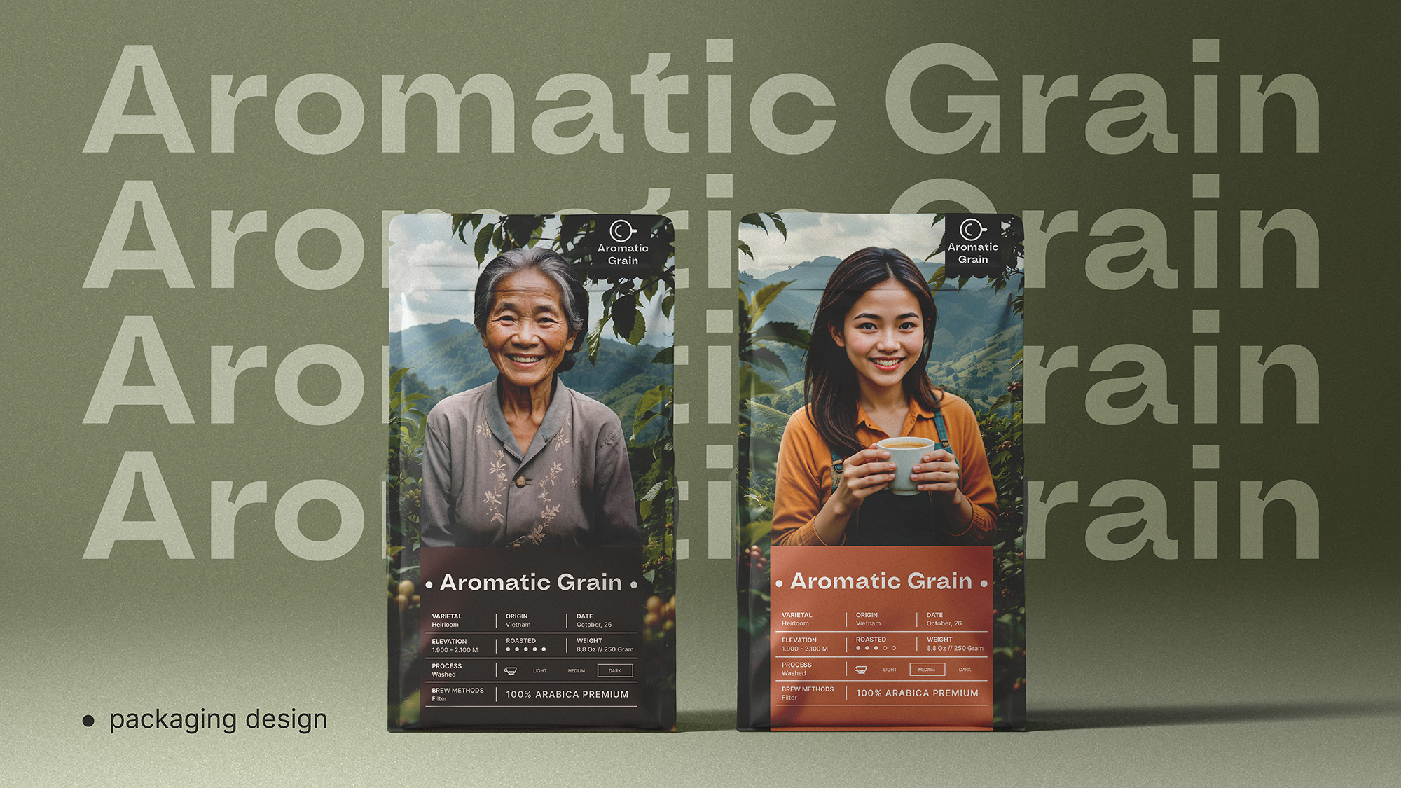 Дизайн упаковки кофе Aromatic Grain — Изображение №1 — Брендинг, Графика на Dprofile