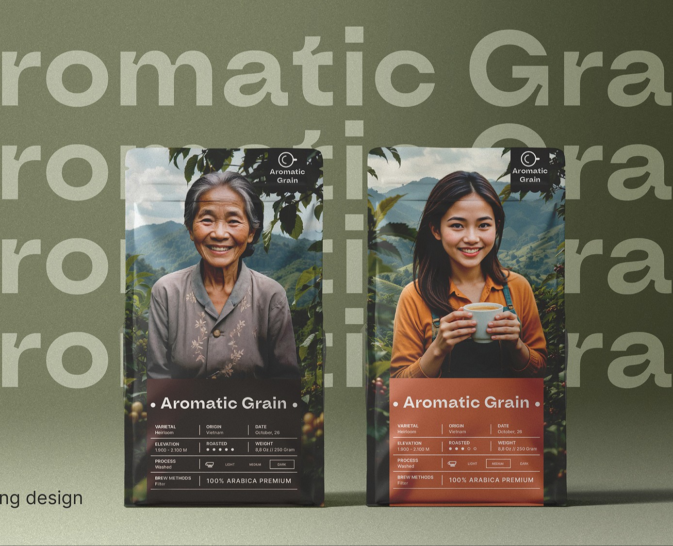 Дизайн упаковки кофе Aromatic Grain на Dprofile