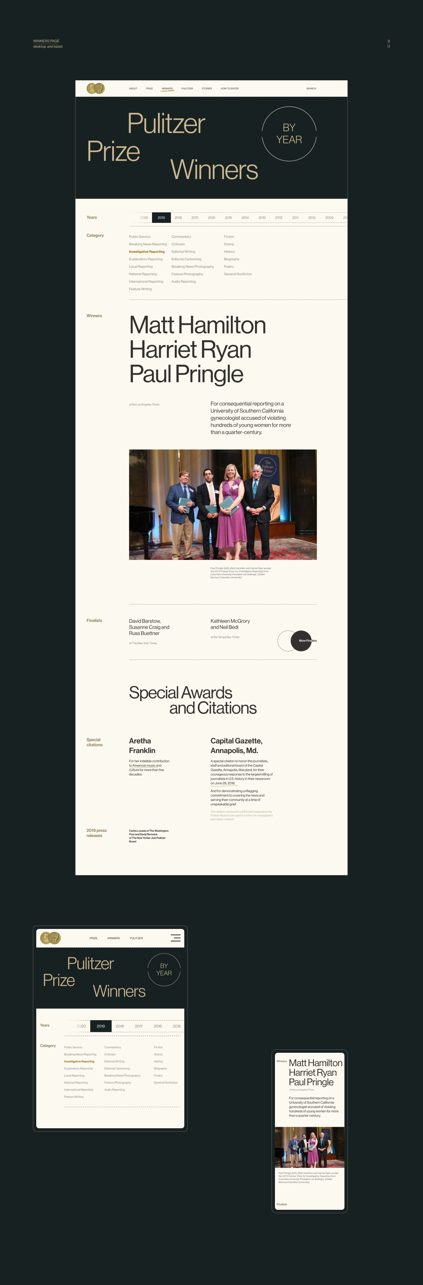 The Pulitzer Prizes site redesign — Изображение №18 — Интерфейсы, Анимация на Dprofile