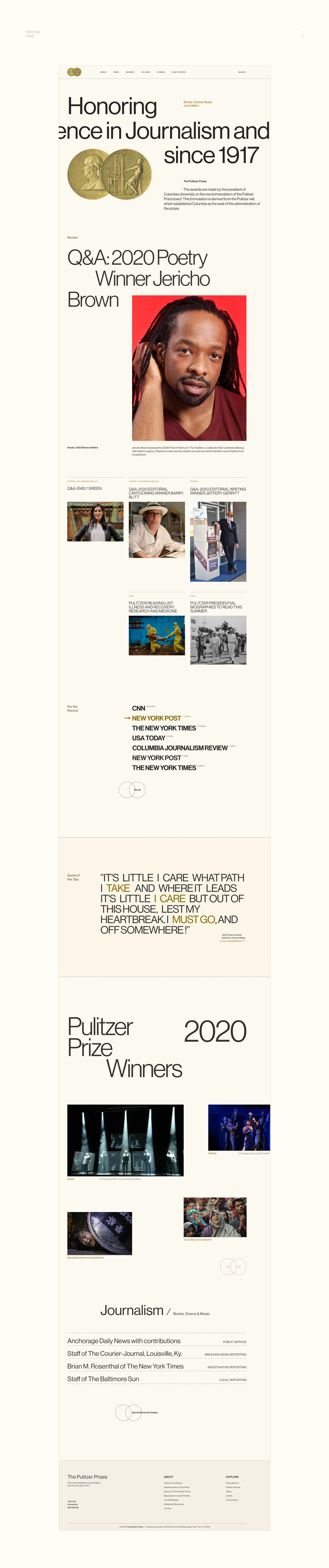 The Pulitzer Prizes site redesign — Изображение №3 — Интерфейсы, Анимация на Dprofile