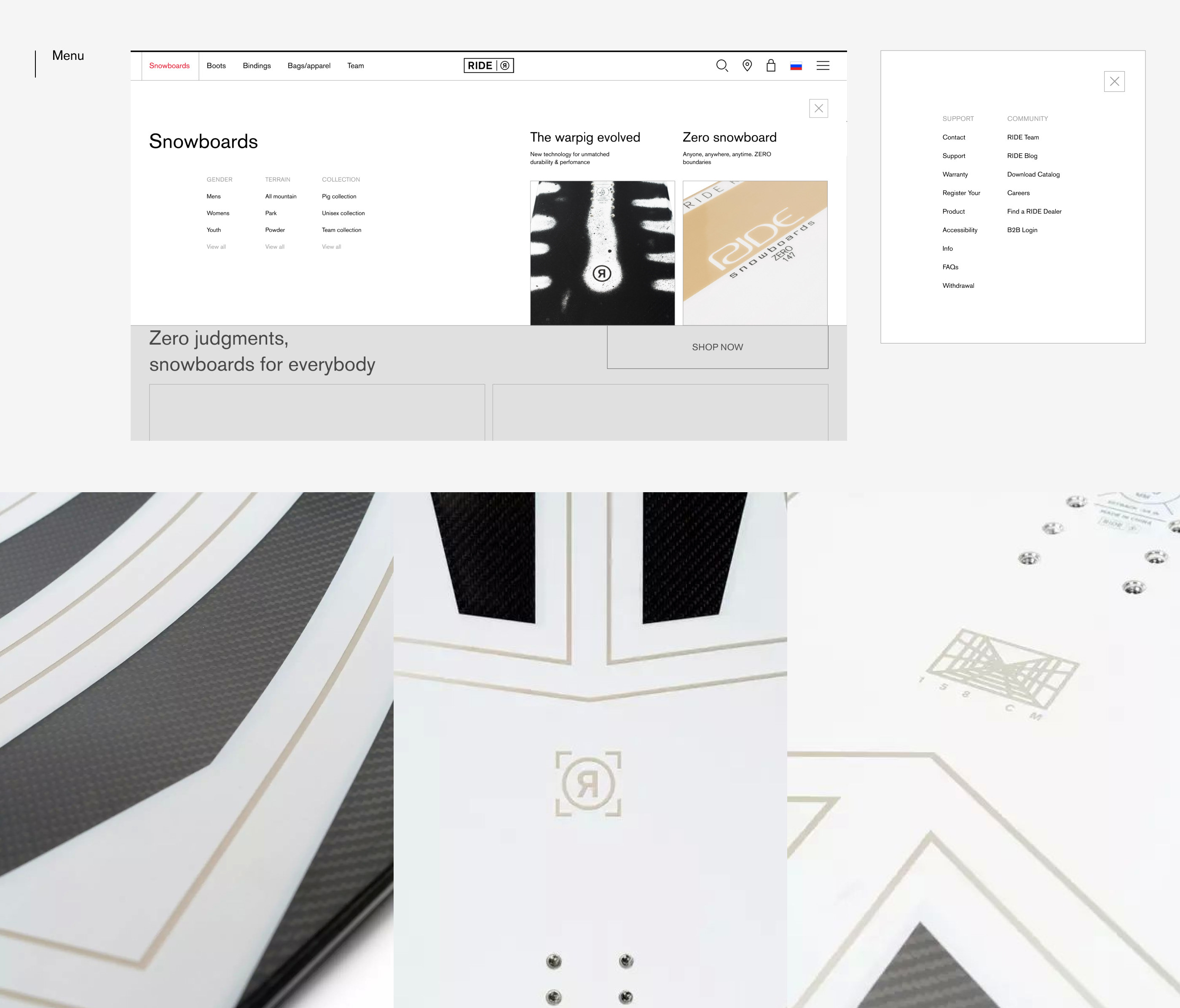 Ridesnowboards e-commerce redesign concept — Изображение №4 — Интерфейсы на Dprofile