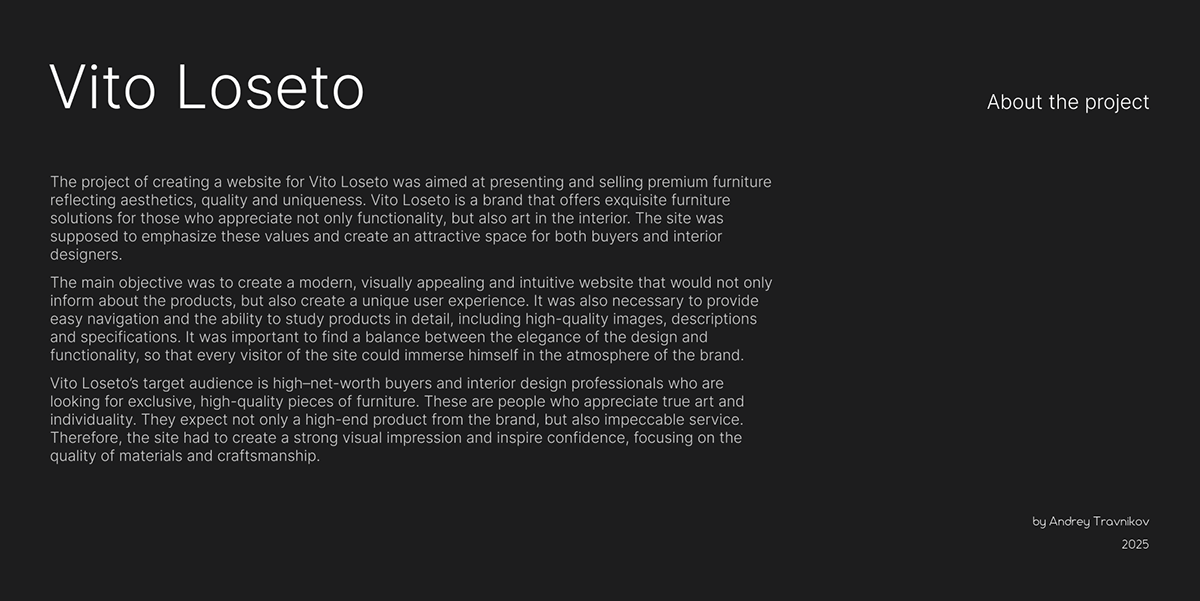 Vito Loseto Furniture — Изображение №2 — Интерфейсы на Dprofile