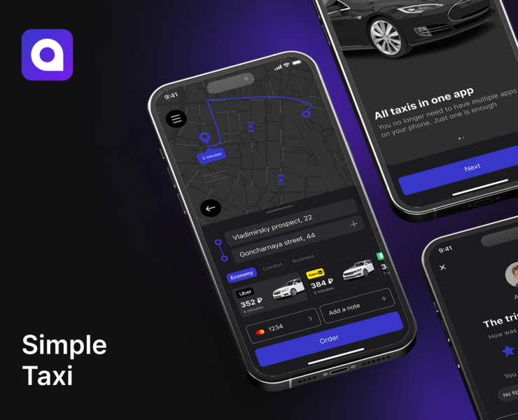 SimpleTaxi – Mobile app UX/UI на Dprofile