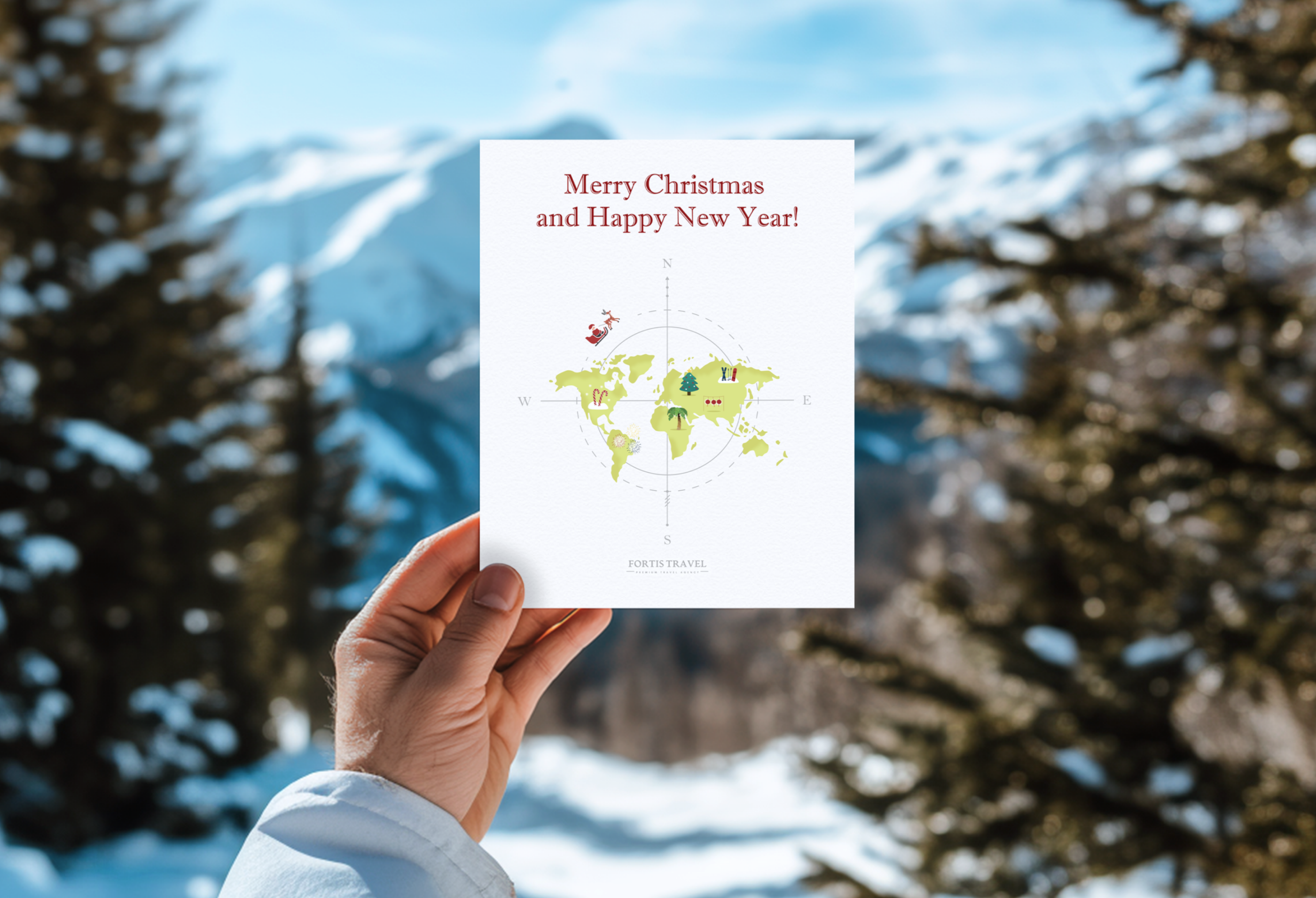 New Year's post card for travel agency FORTIS TRAVEL — Изображение №1 — Брендинг, Графика на Dprofile