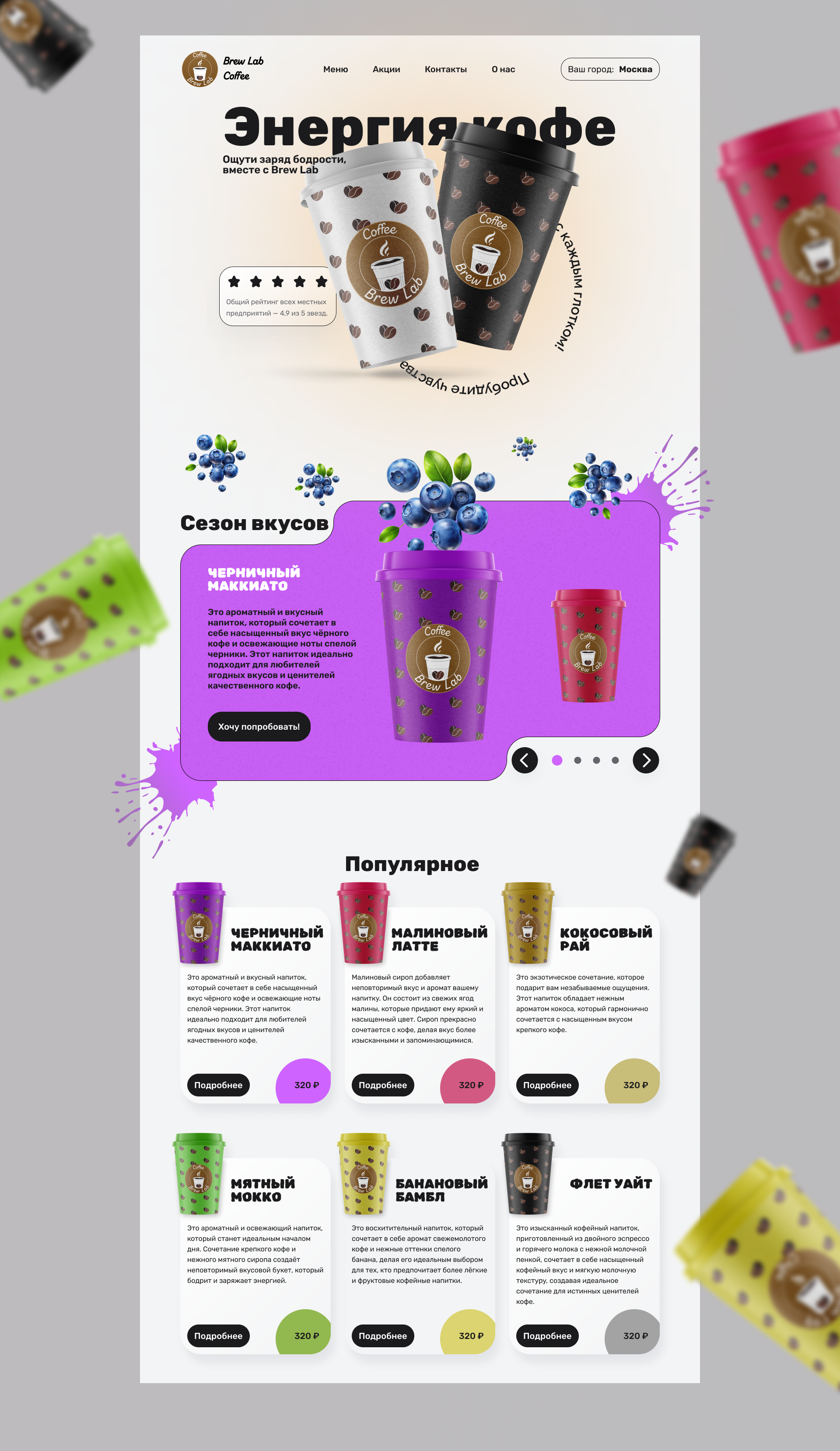 Brew Lab Coffee — Изображение №2 — Интерфейсы, Брендинг на Dprofile