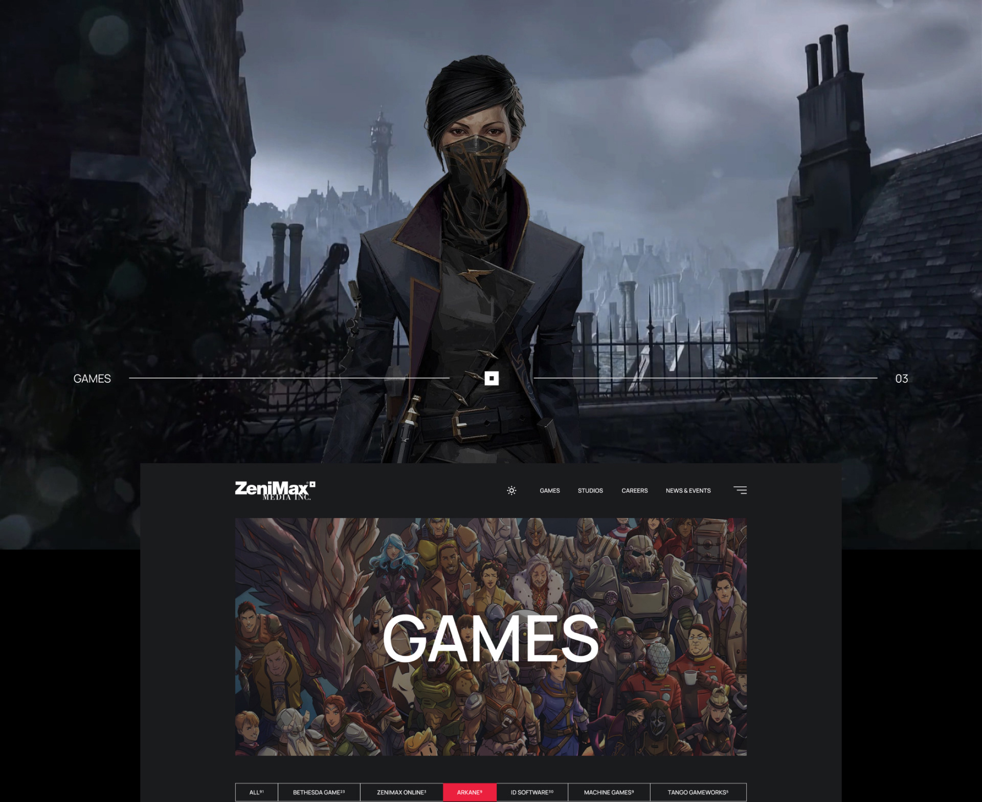 ZenimaxMedia Corporate Website — Изображение №10 — Интерфейсы на Dprofile