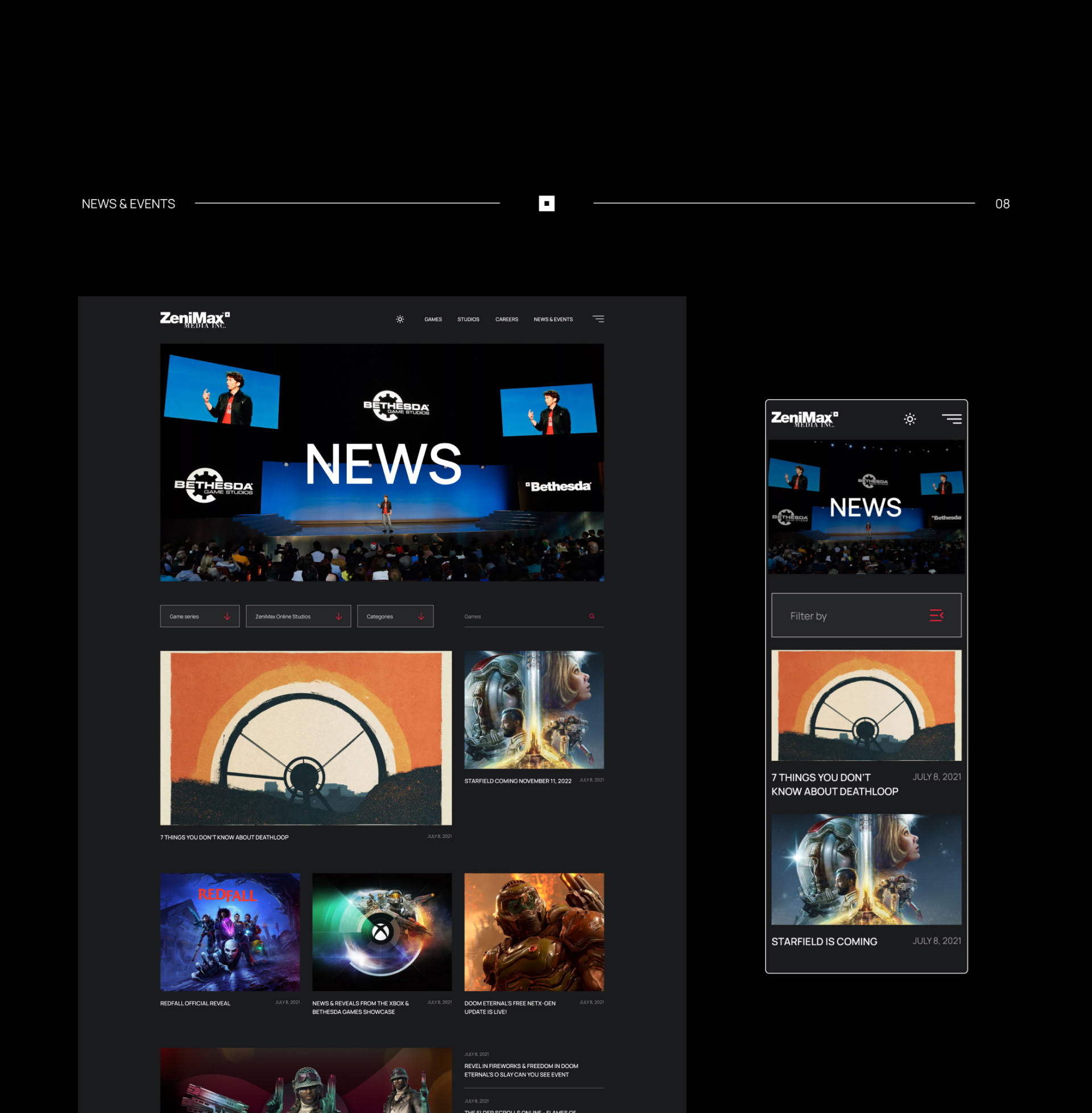 ZenimaxMedia Corporate Website — Изображение №23 — Интерфейсы на Dprofile