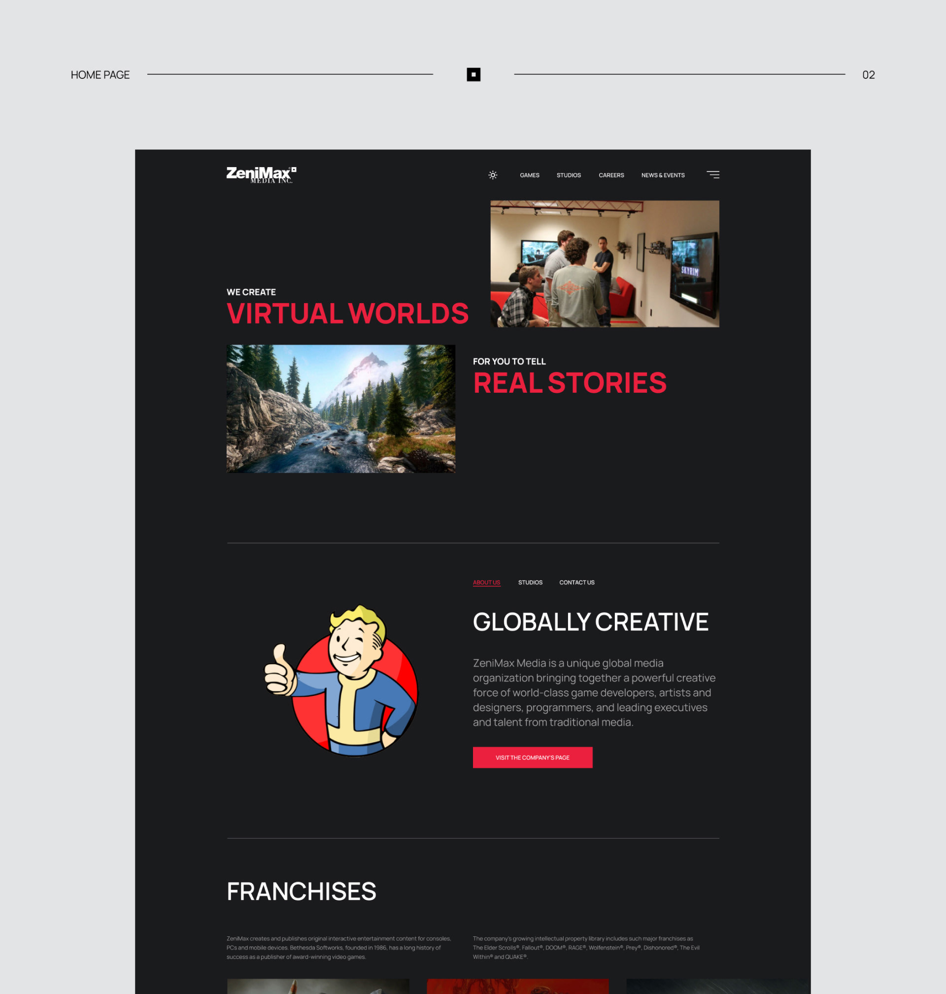 ZenimaxMedia Corporate Website — Изображение №2 — Интерфейсы на Dprofile