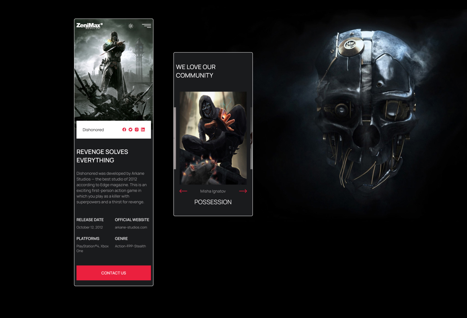 ZenimaxMedia Corporate Website — Изображение №15 — Интерфейсы на Dprofile