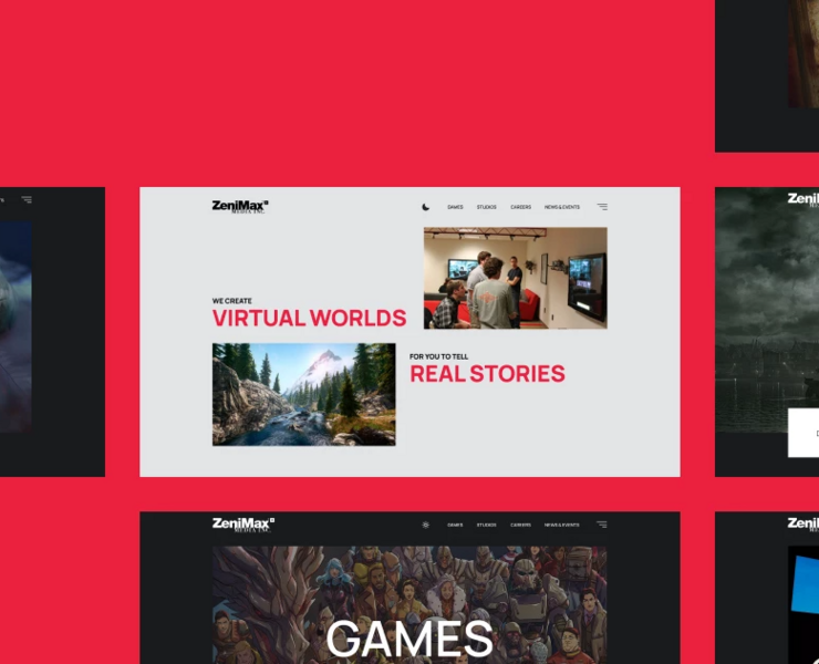 ZenimaxMedia Corporate Website — Интерфейсы на Dprofile