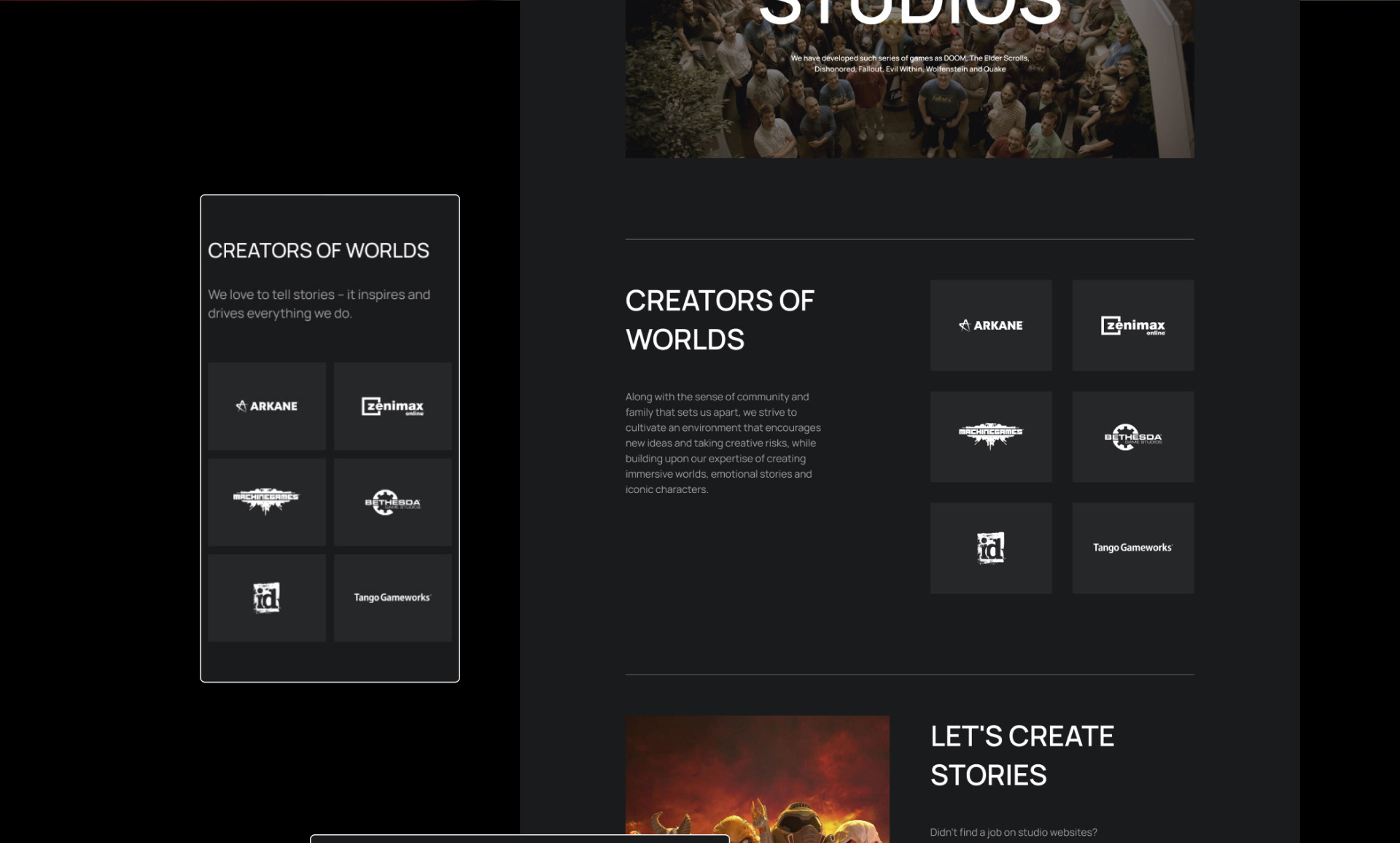 ZenimaxMedia Corporate Website — Изображение №19 — Интерфейсы на Dprofile