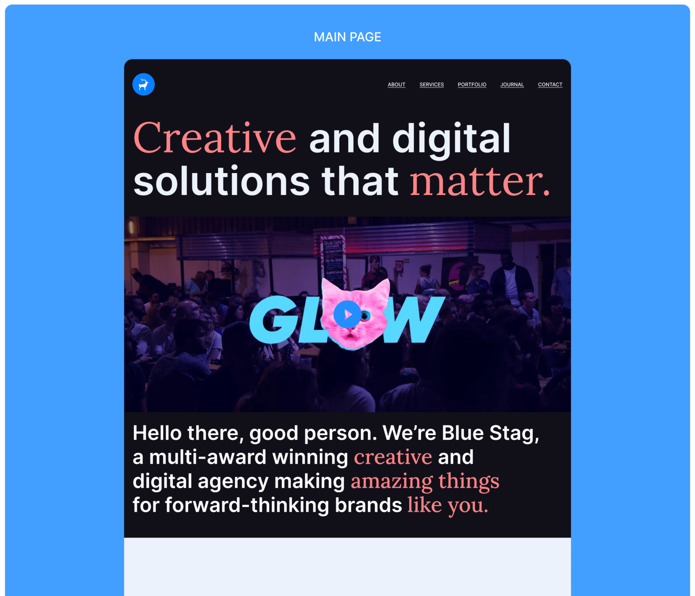 BLUESTAG - studio identity & website. Redesign concept — Изображение №1 — Брендинг, Интерфейсы на Dprofile