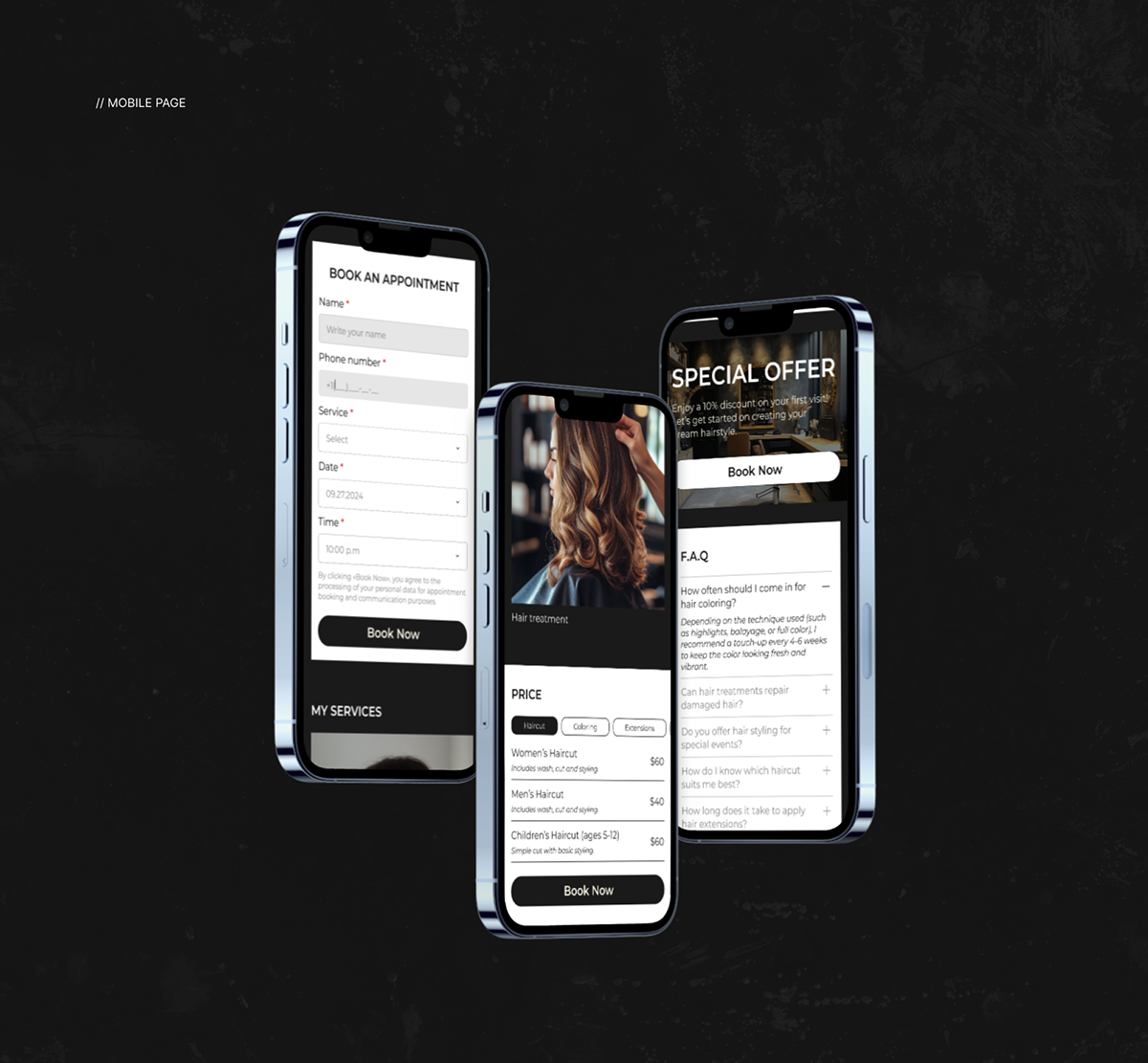Landing page for a hairstylist — Изображение №7 — Интерфейсы на Dprofile