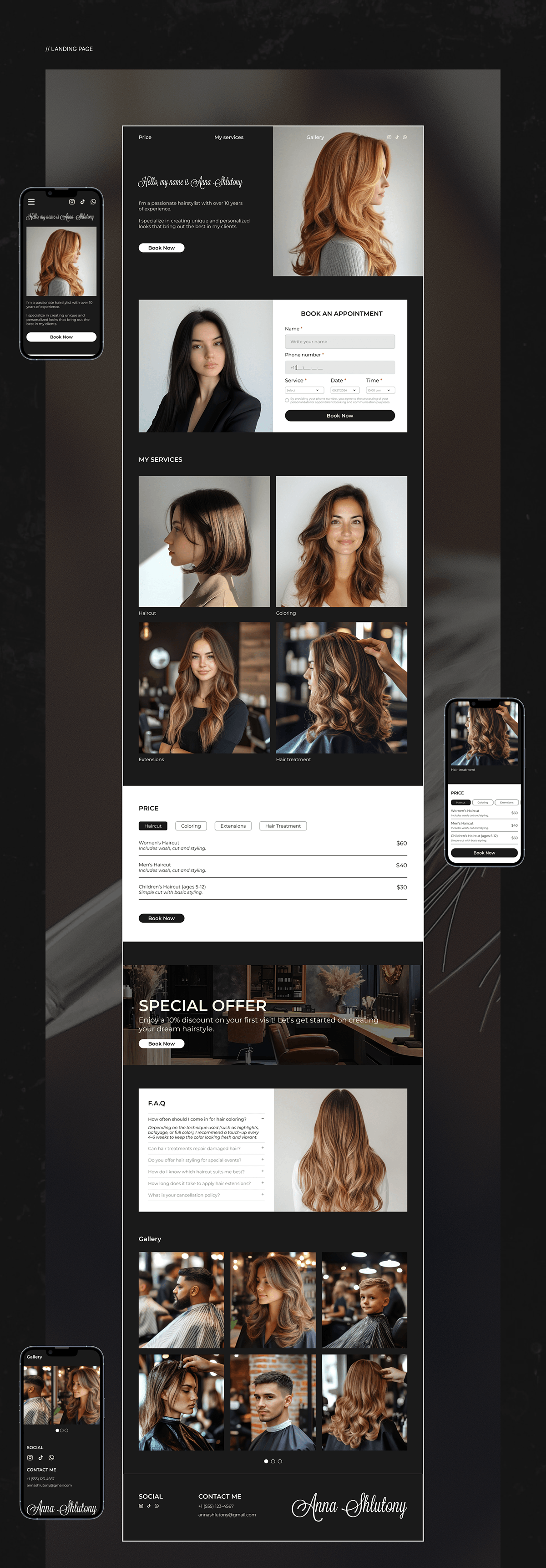 Landing page for a hairstylist — Изображение №6 — Интерфейсы на Dprofile