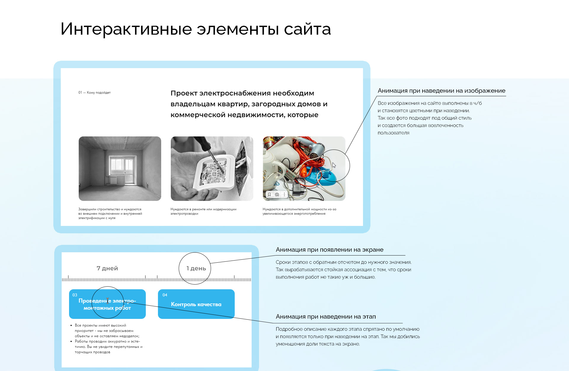 Лендинг для компании по проектированию и электромонтажу — Изображение №10 — Интерфейсы на Dprofile