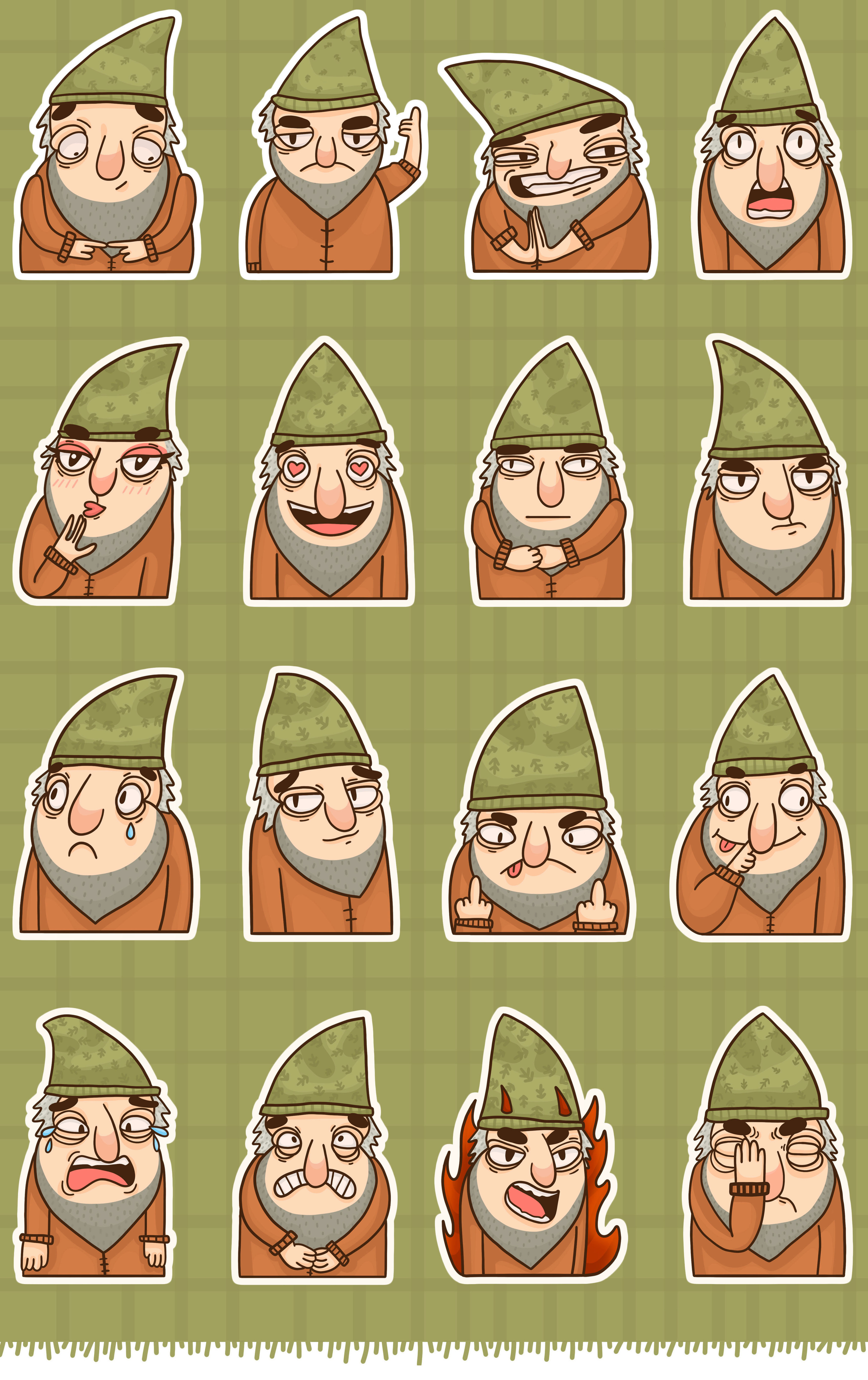 Grumpy Gnome стикеры для телеграма — Изображение №6 — Иллюстрация, Графика на Dprofile