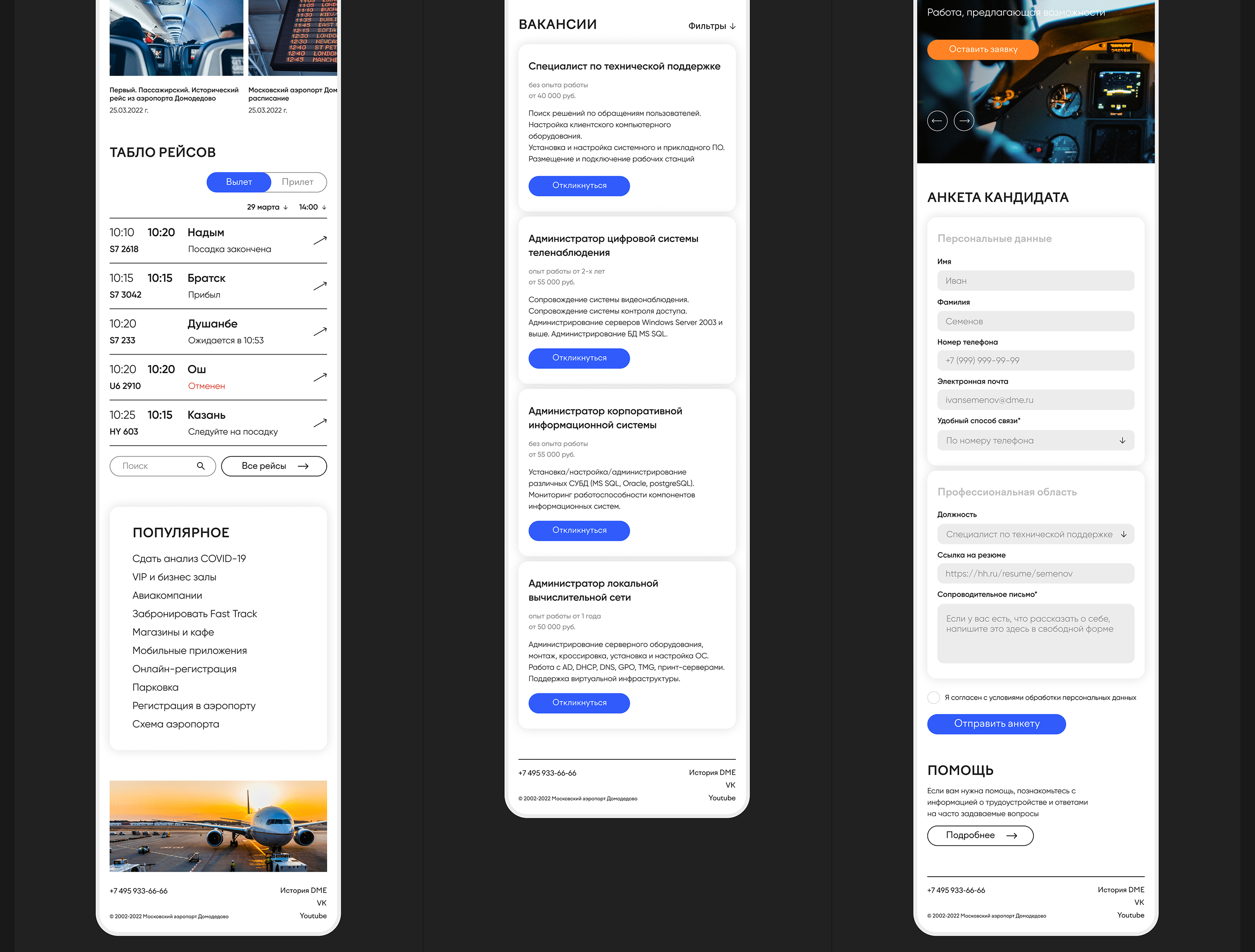 Airport Domodedovo website redesign — Изображение №28 — Интерфейсы, Анимация на Dprofile