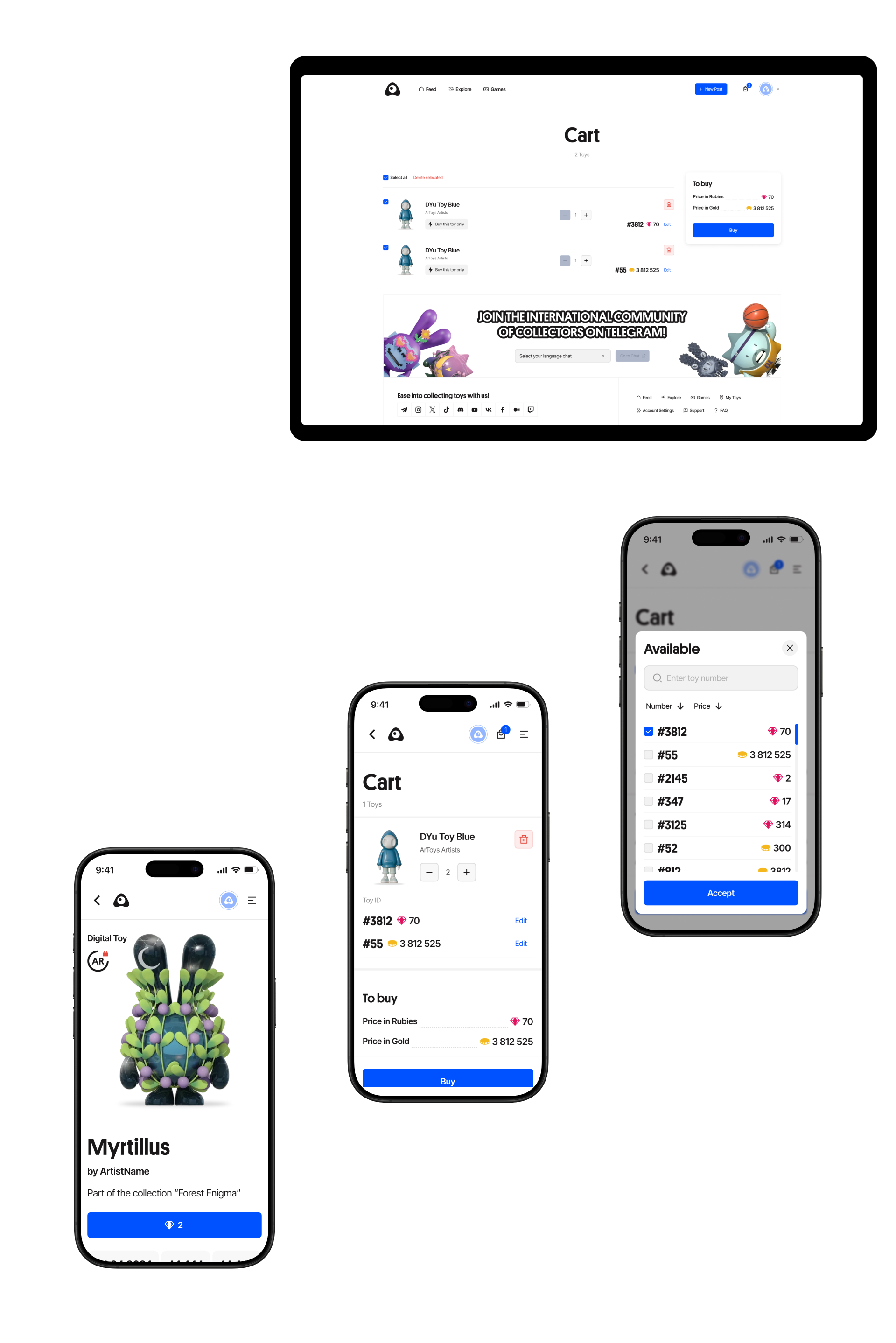 R.Toys Ӏ Платформа для коллекционеров и художников — Изображение №9 — Интерфейсы, 3D на Dprofile