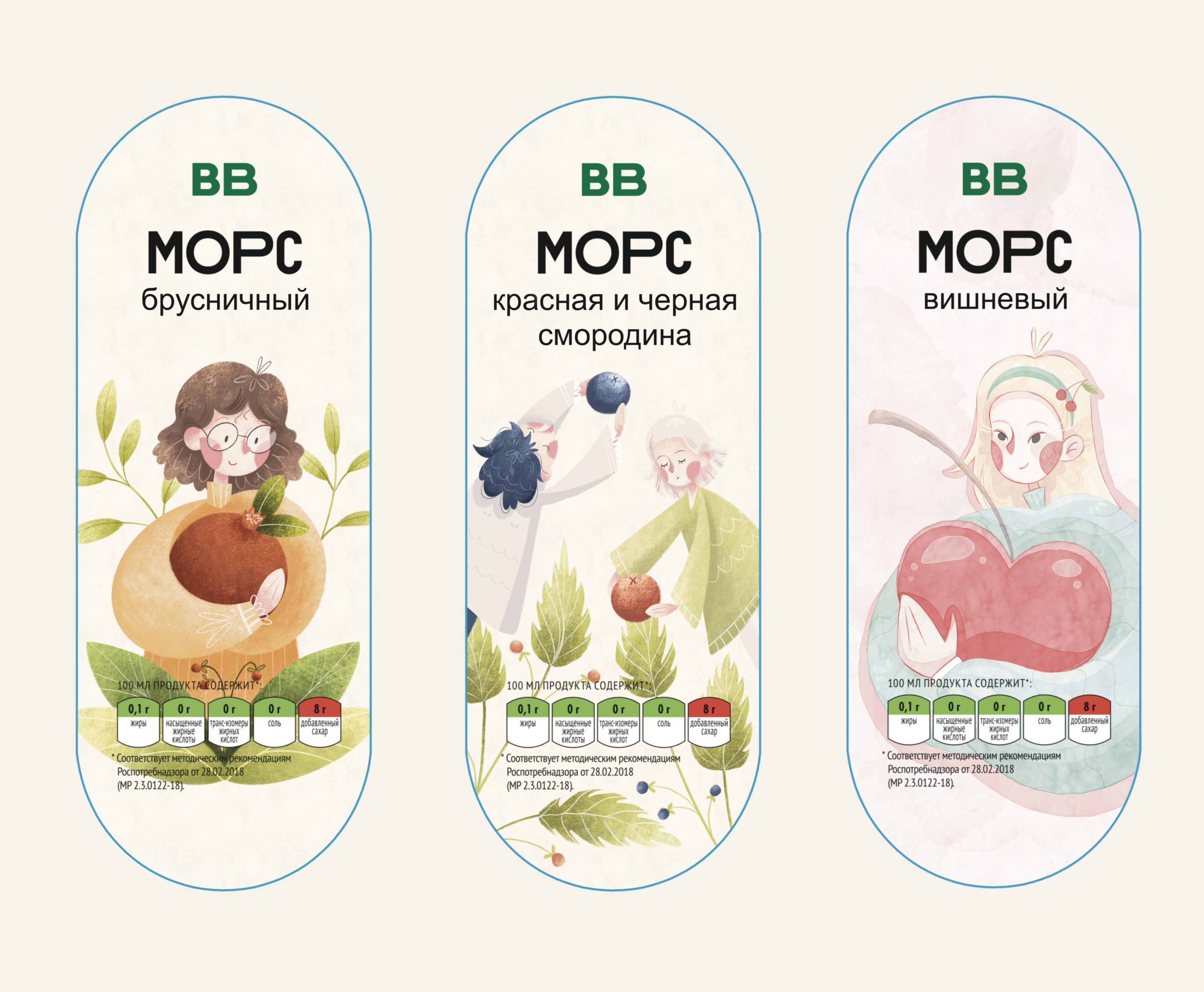 этикетки для морса Вкусвилл — Изображение №3 — Брендинг, Иллюстрация на Dprofile