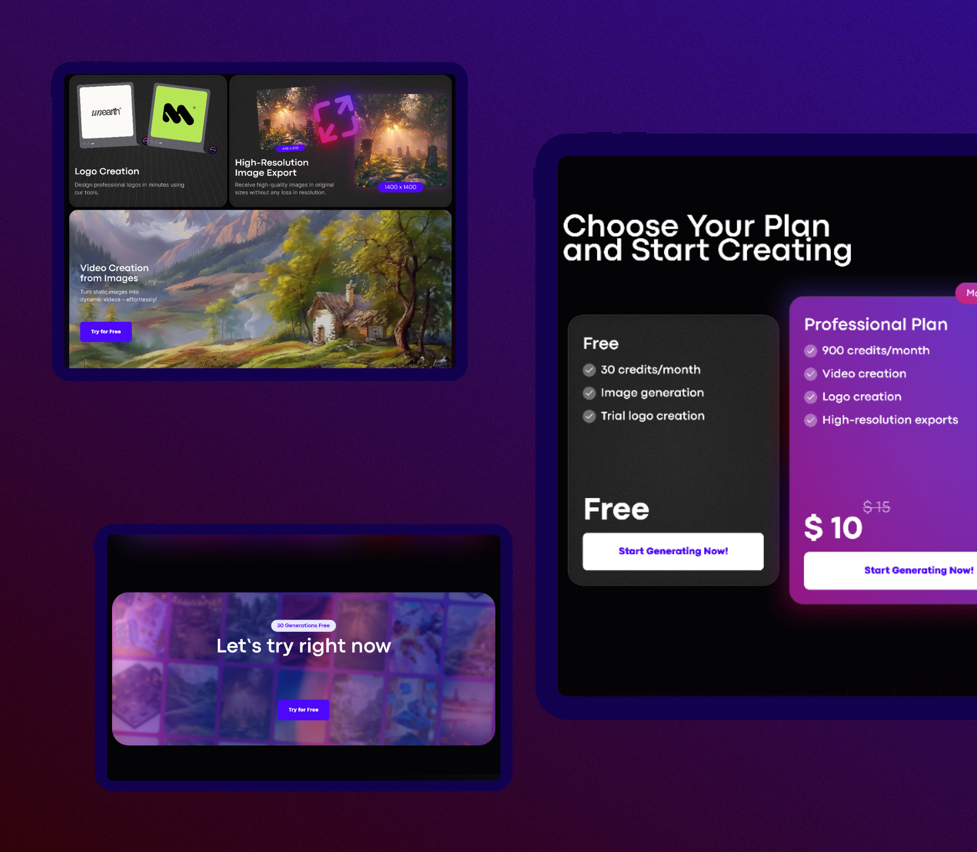 Landing page for Image and Video Generation Bot — Изображение №3 — Интерфейсы на Dprofile