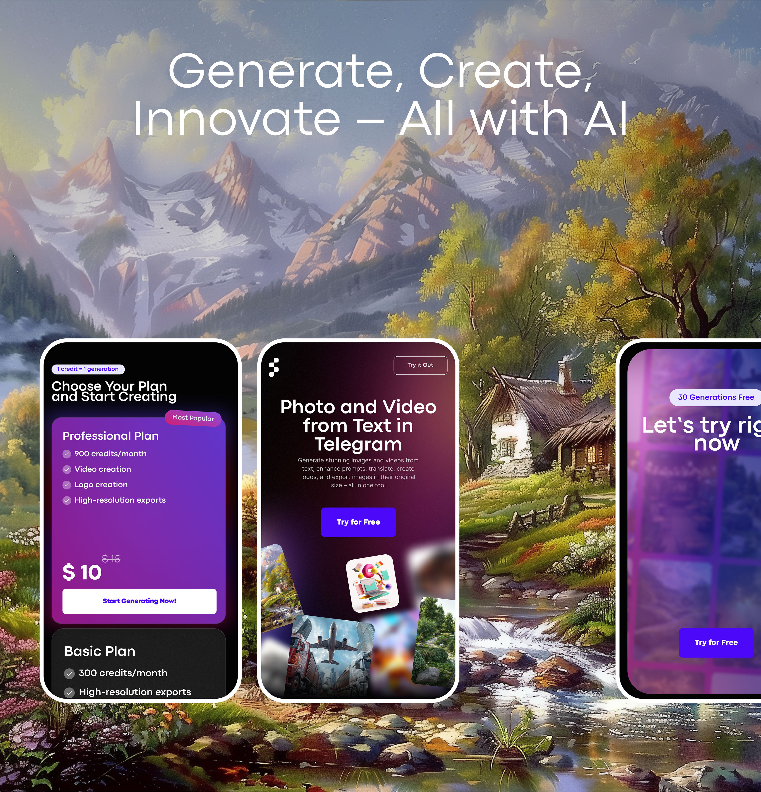 Landing page for Image and Video Generation Bot — Изображение №7 — Интерфейсы на Dprofile