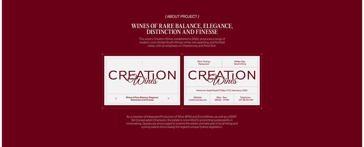 Creation Wines | Corporate website redesign — Изображение №2 — Интерфейсы, Брендинг на Dprofile