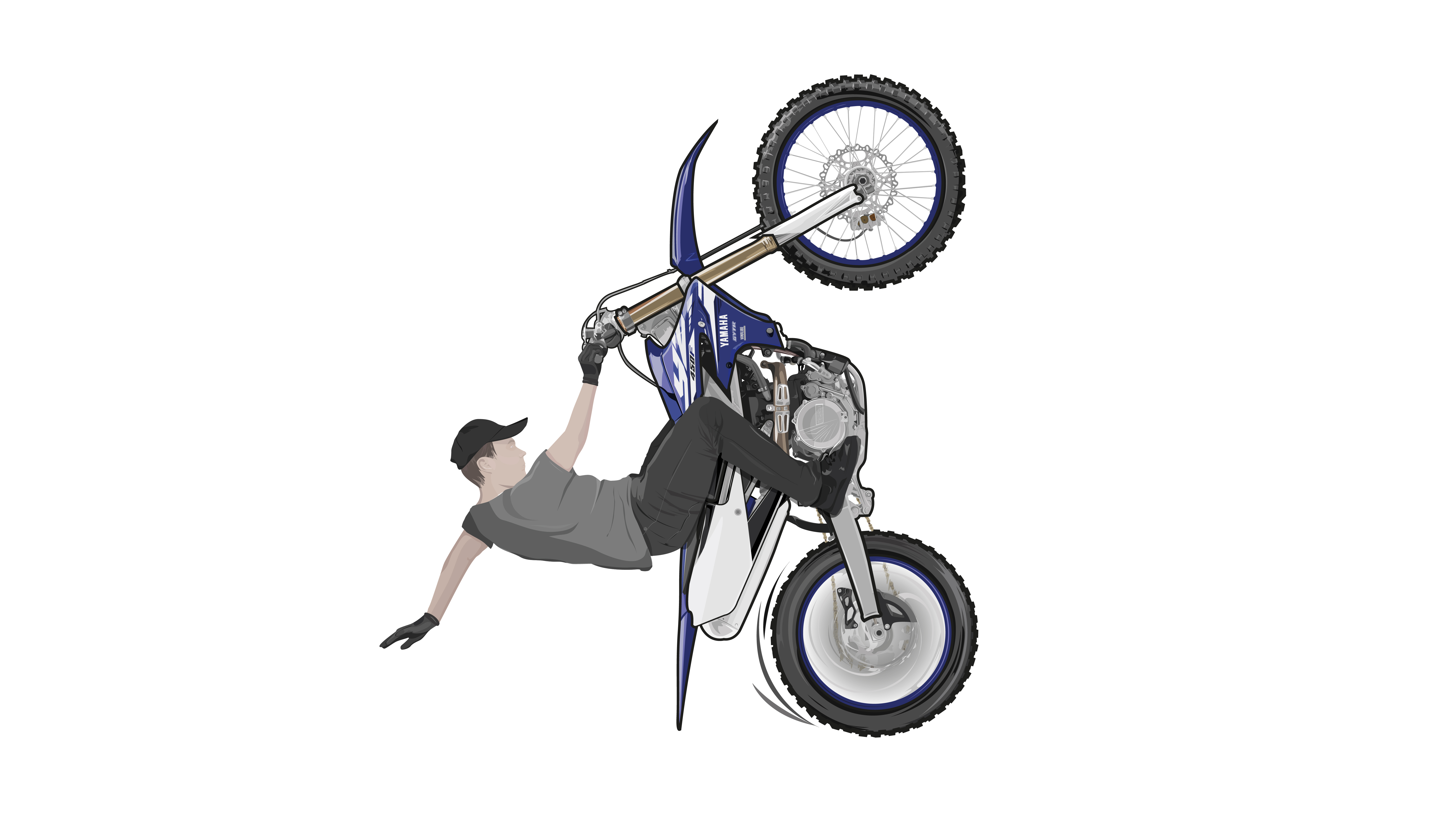 Illustration "Wheelie Yamaha YZ450F" — Изображение №1 — Иллюстрация на Dprofile