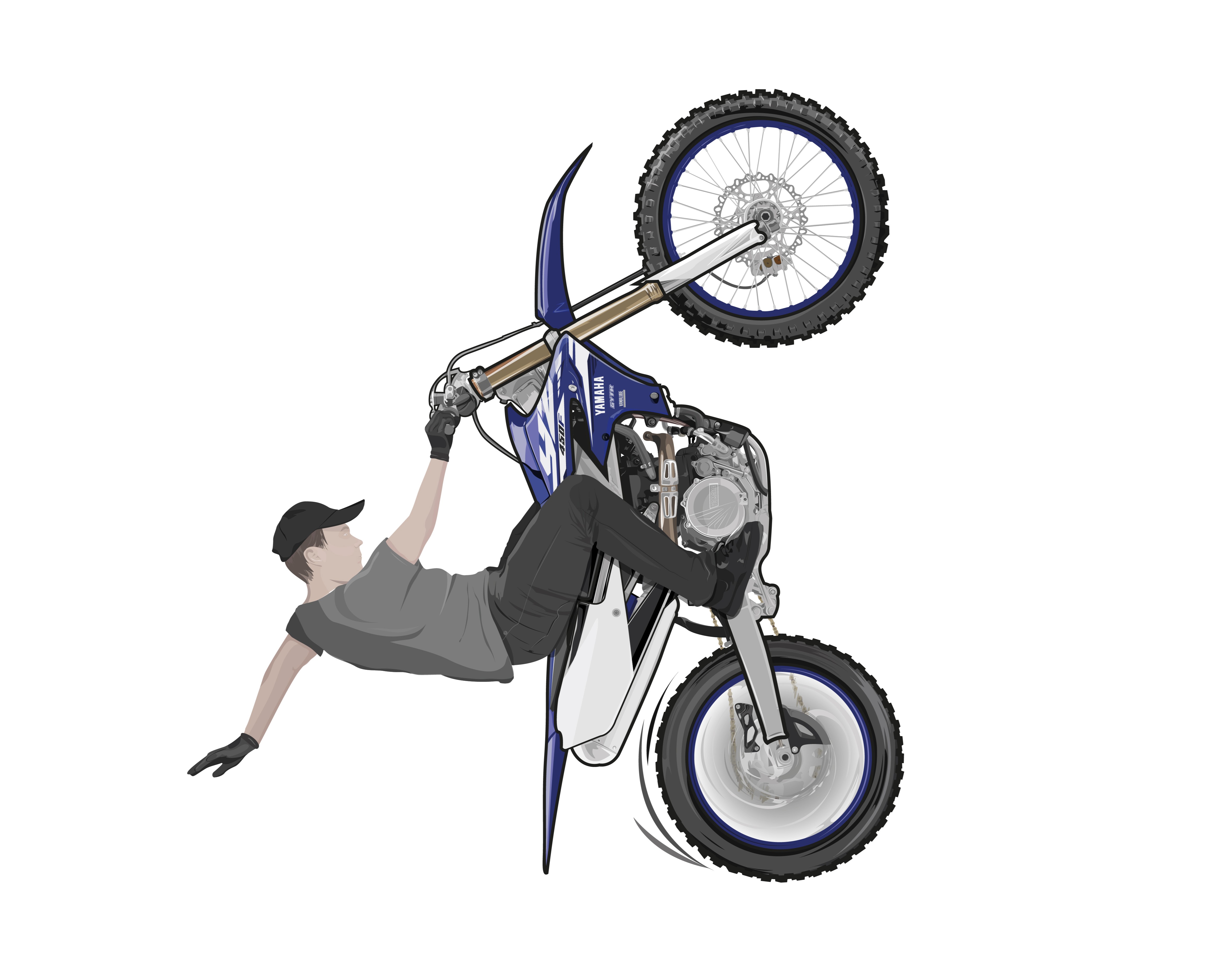 Illustration "Wheelie Yamaha YZ450F" — Иллюстрация на Dprofile