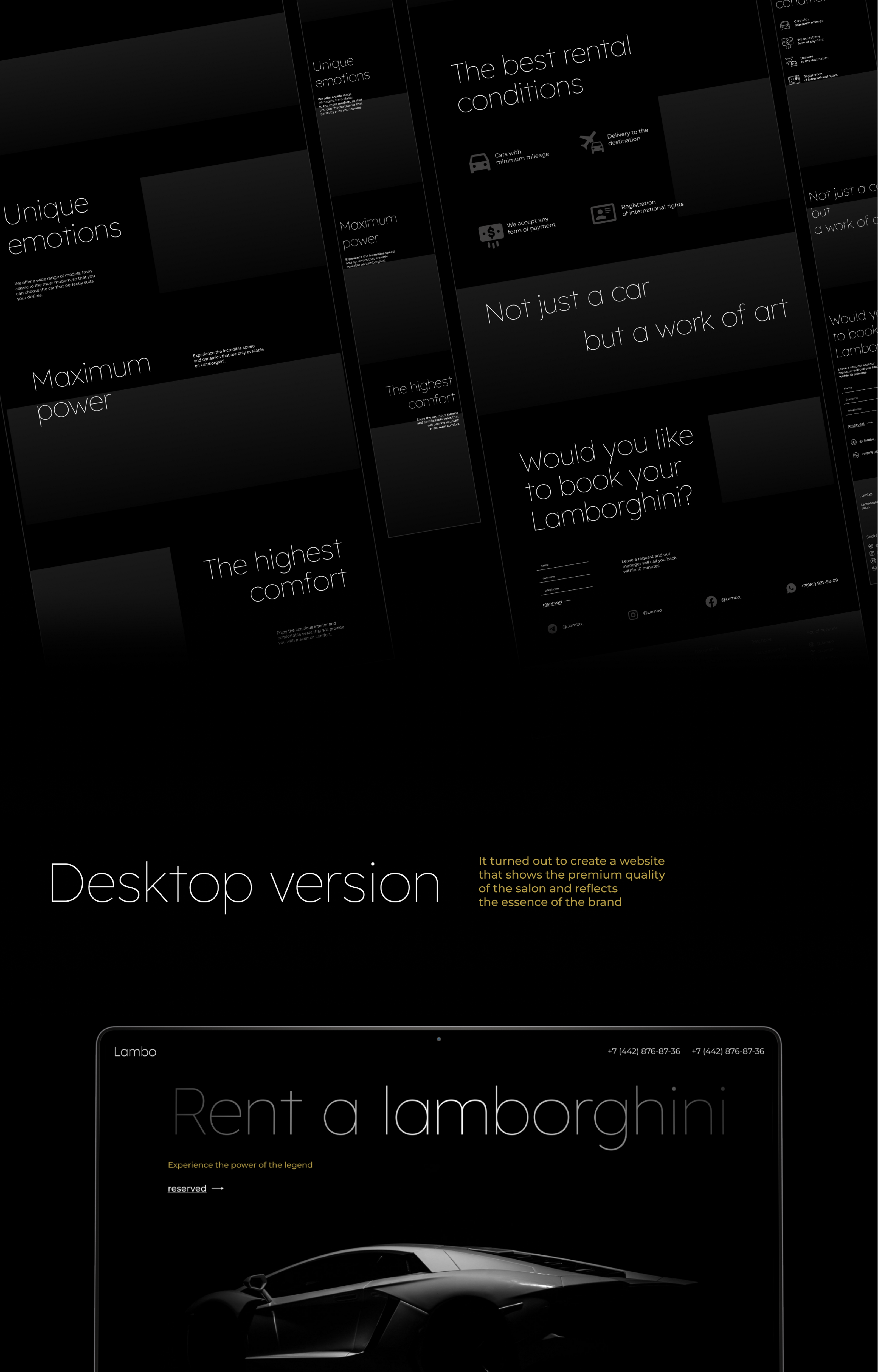 landing page | Lamborghini rental salon — Изображение №5 — Интерфейсы на Dprofile